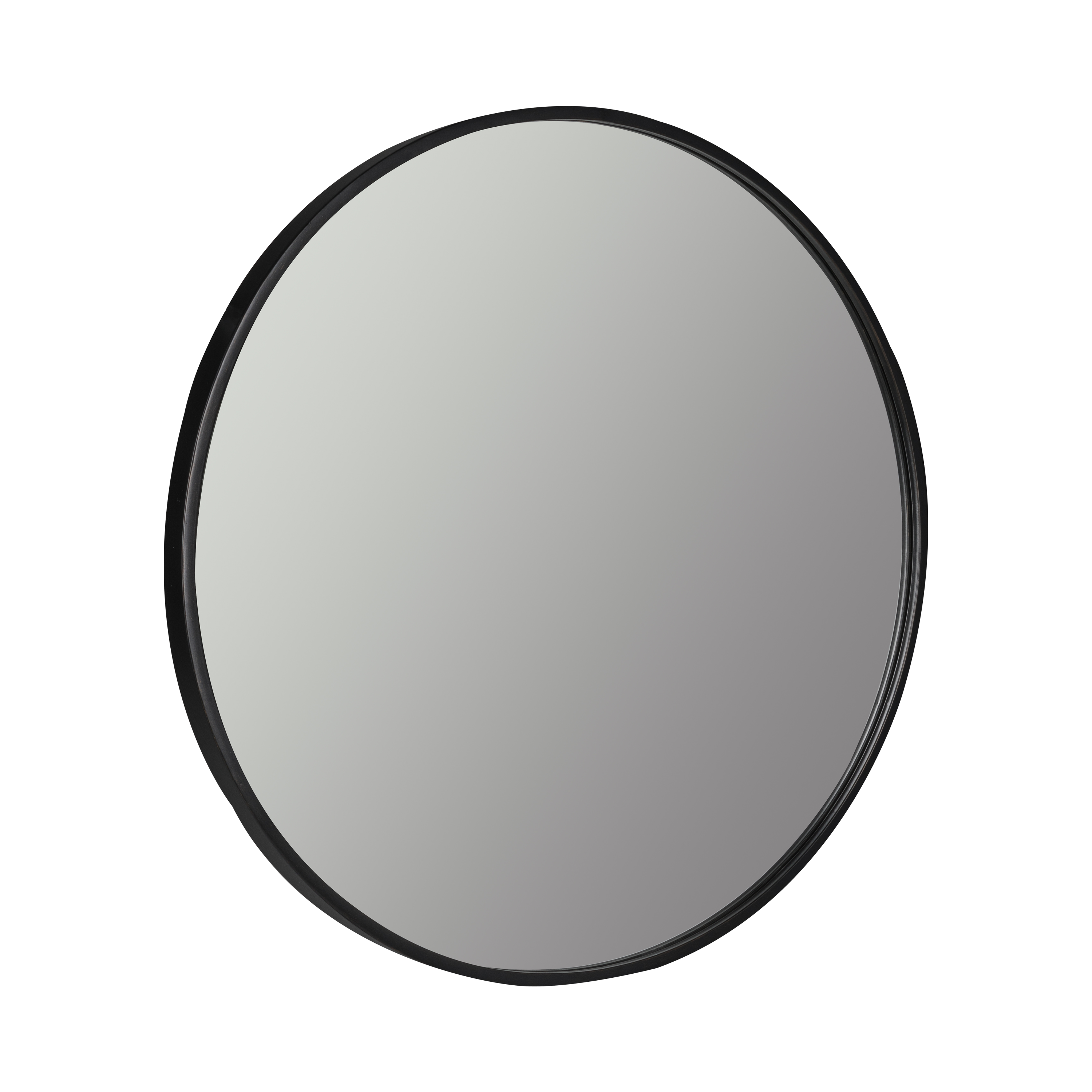 The Sloane Round Wall Mirror is a classic round mirror with a matte black finish on the trim.