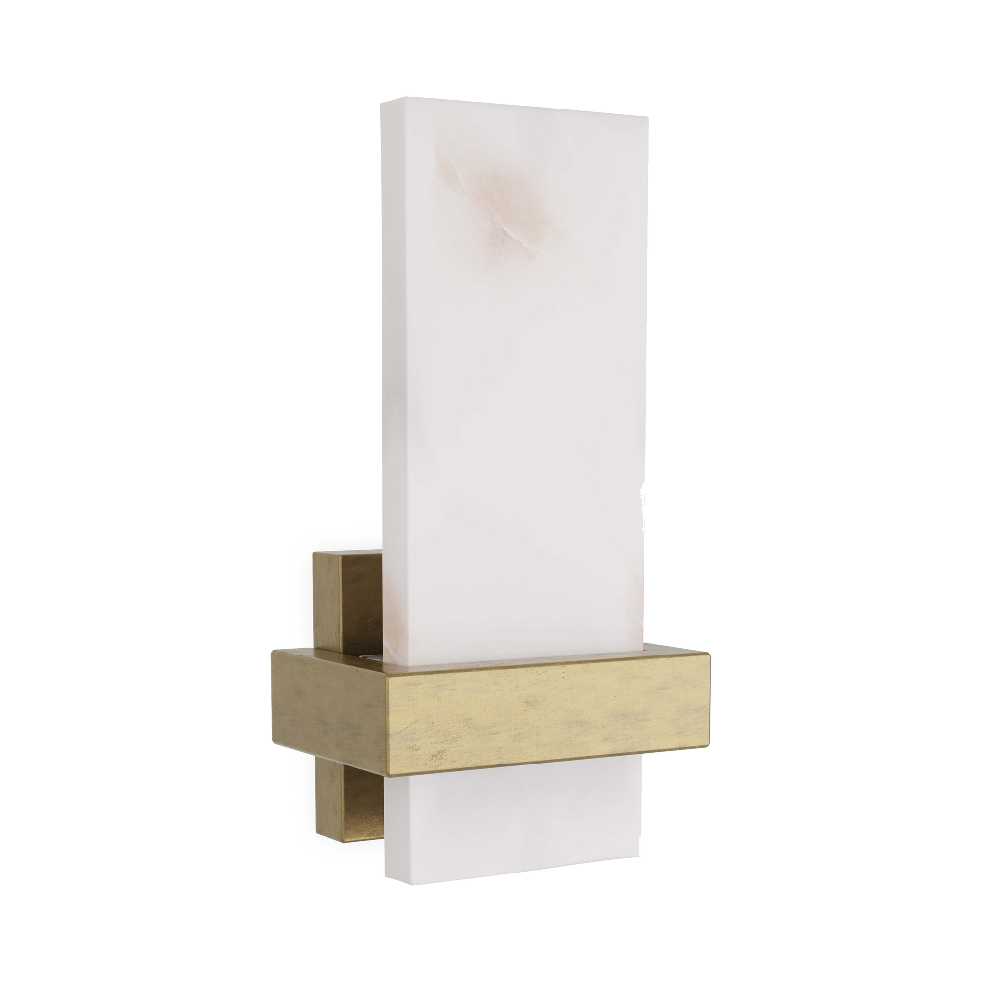 The Wembley Wall Light mounts directly from its steel frame finished in antique brass.