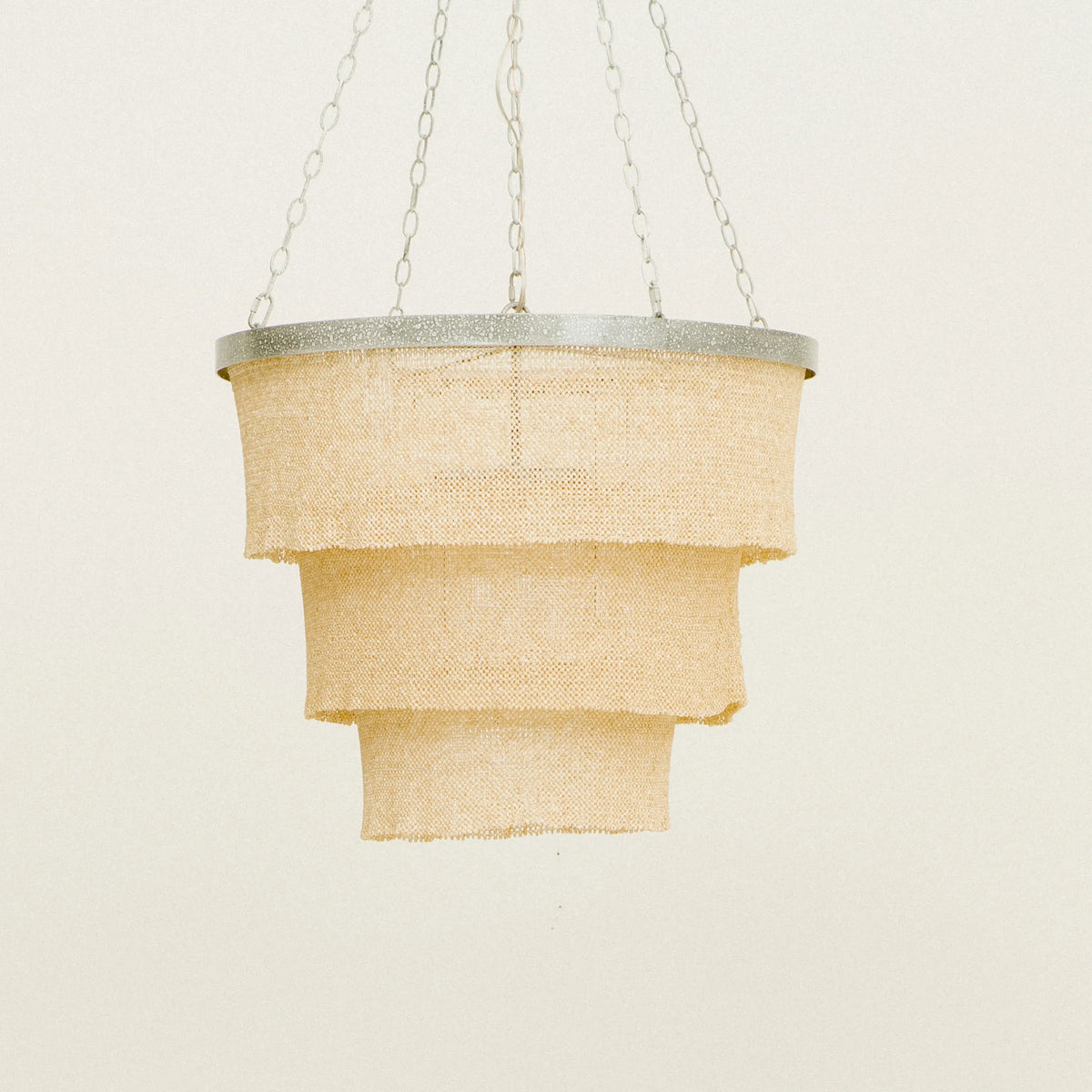 Tiered Coco Bead Chandelier - Natural Silver
