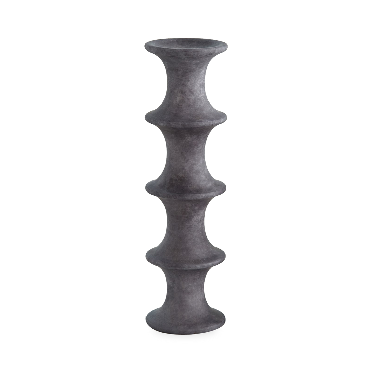 Horizontal fluting compliments the solid alabaster of the Ridge Candleholder.