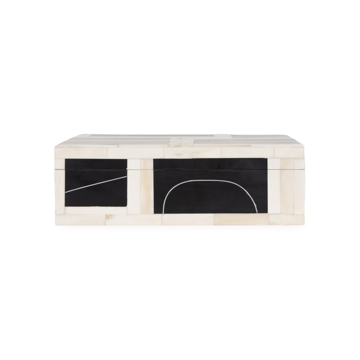 A resin and bone exterior features a brass filet loop that is inlaid.