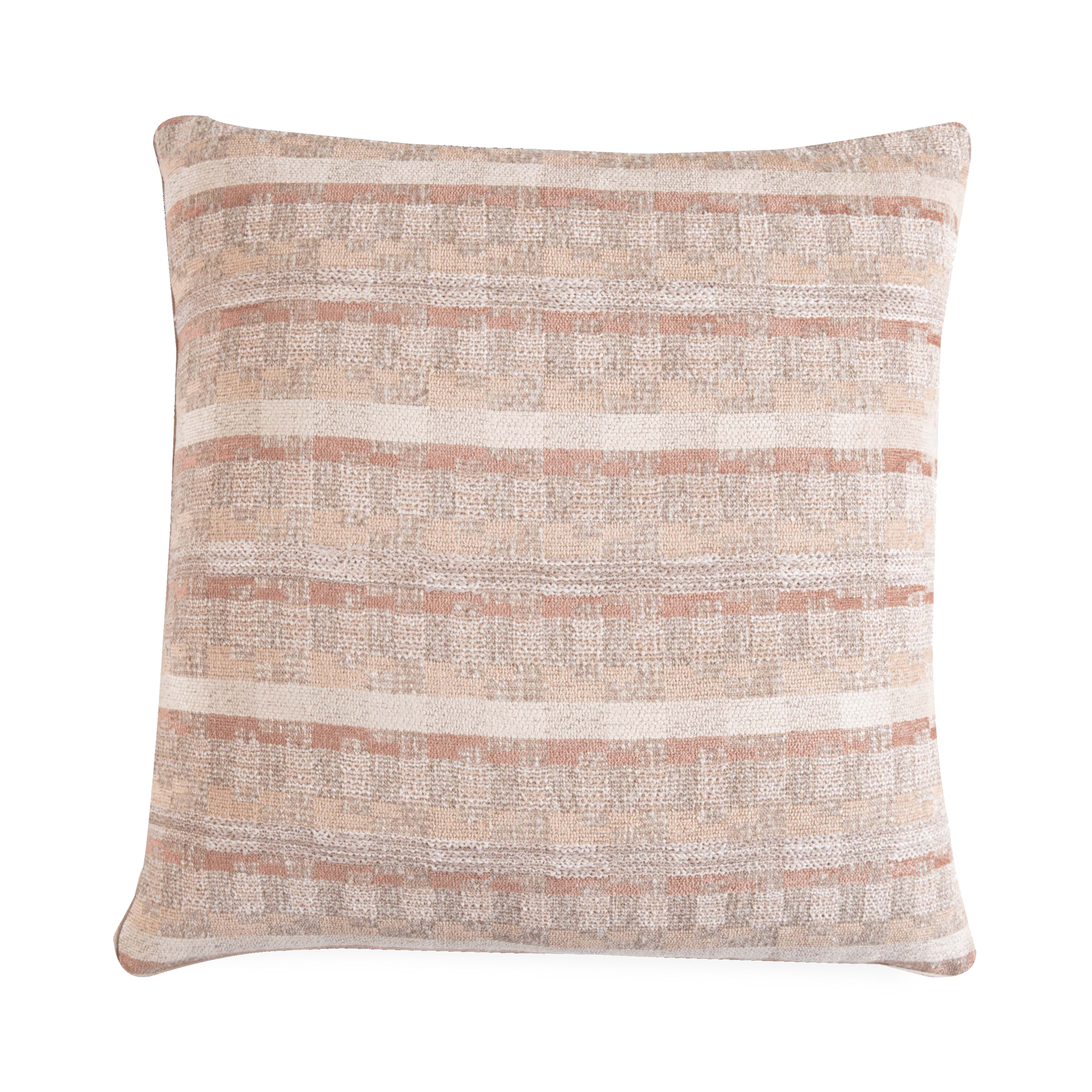 Providing visual appeal through its high-quality weaving and construction, the Grid Pillow creates visual depth through its intricate use of the tonality of its striped geometric p