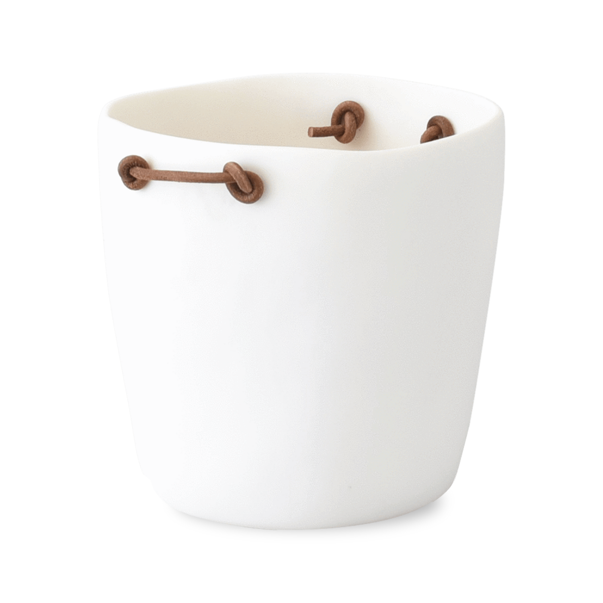 White Resin Champagne Ice Bucket With Leather Handles.