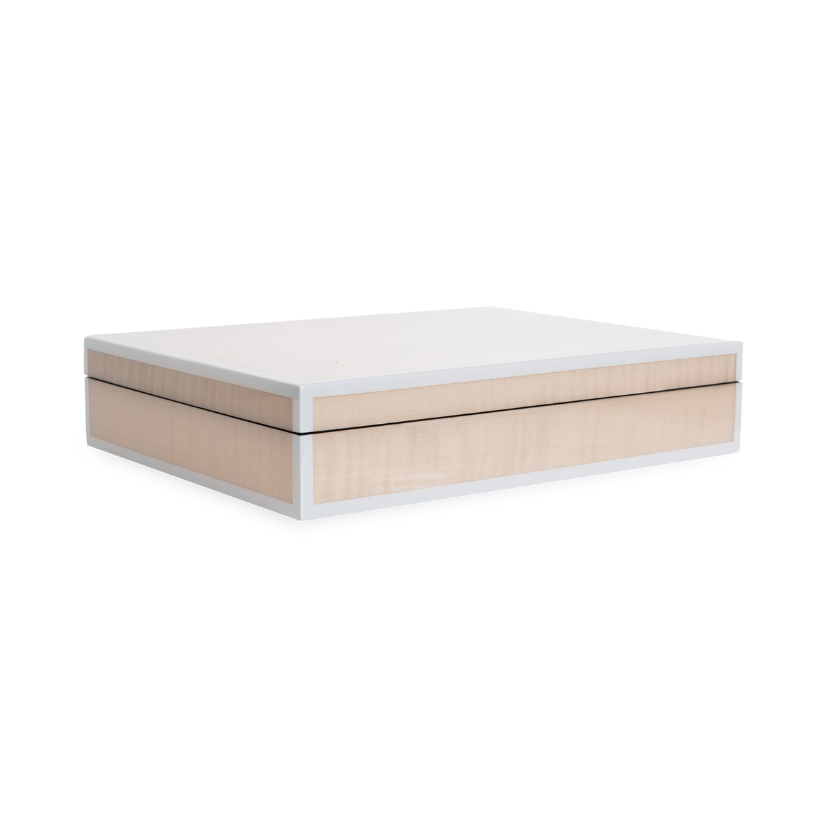 The Lacquered Sycamore Burl Box uses hand-crafted lacquered wood that is produced by the traditional method of hand-pouring multiple layers of lacquer and hand-polishing each layer