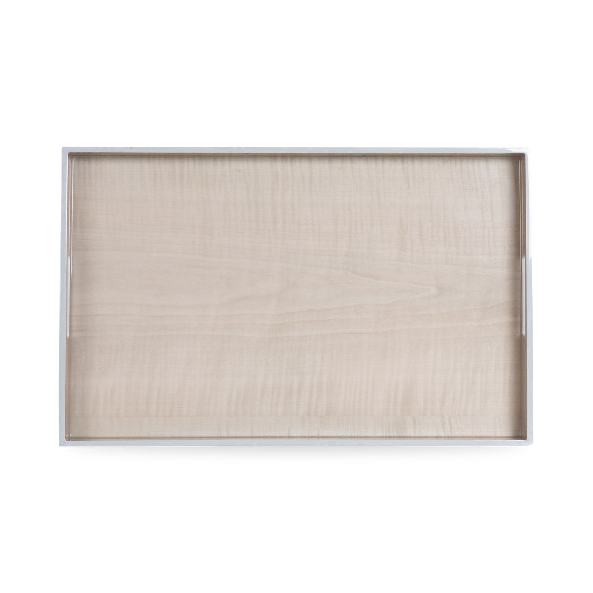 The Lacquered Sycamore Tray uses hand-crafted lacquered wood that is produced by the traditional method of hand-pouring multiple layers of lacquer and hand-polishing each layer, re