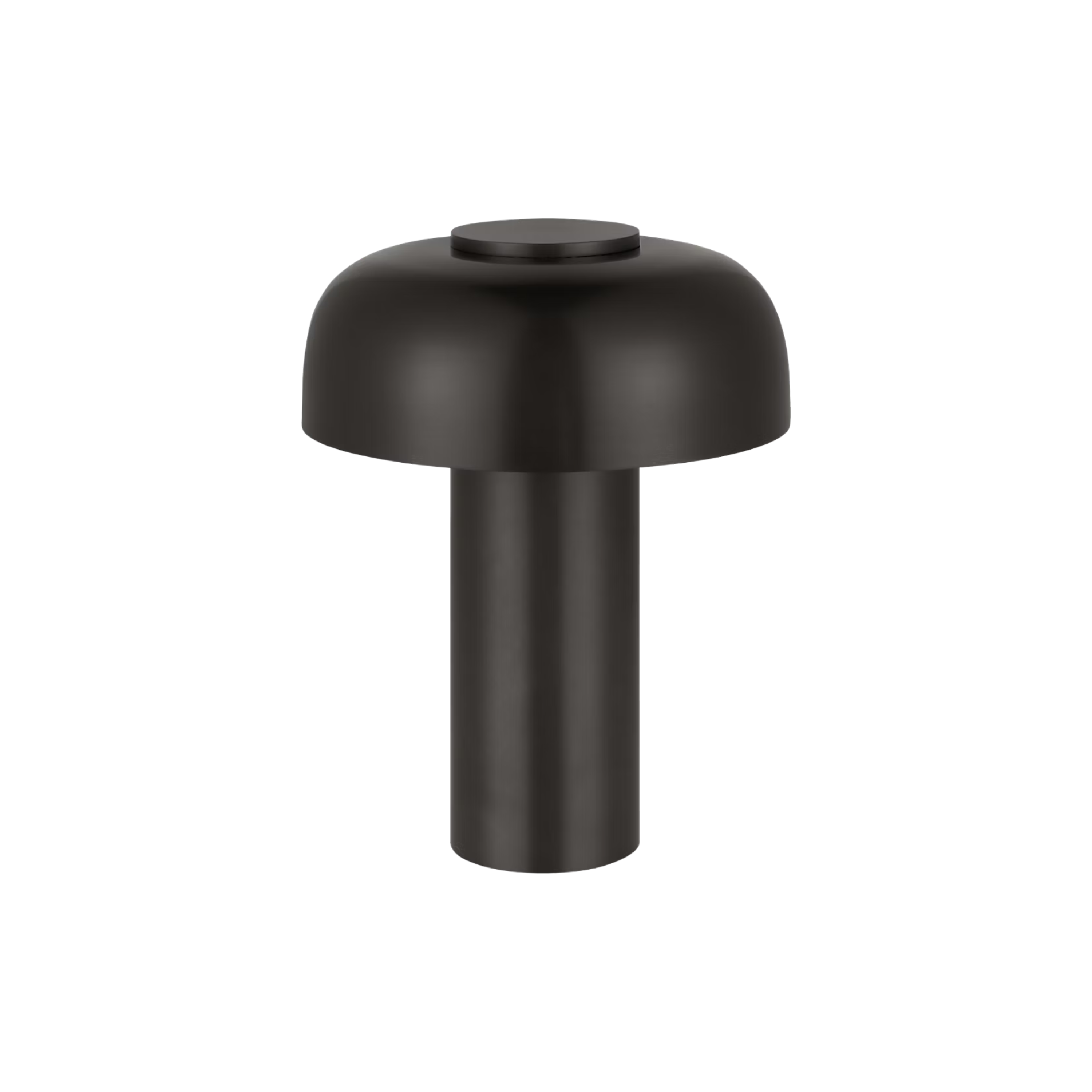 Louver Rechargeable Lamp Bronze portable table lamp with a deep bronze finish, domed shade and slim cylindrical base.