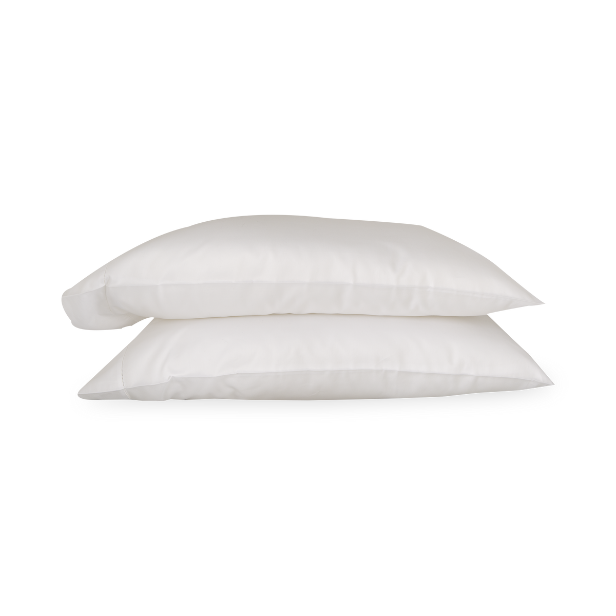 An elegant row of open hemstitching frames this silky, soft sateen collection.