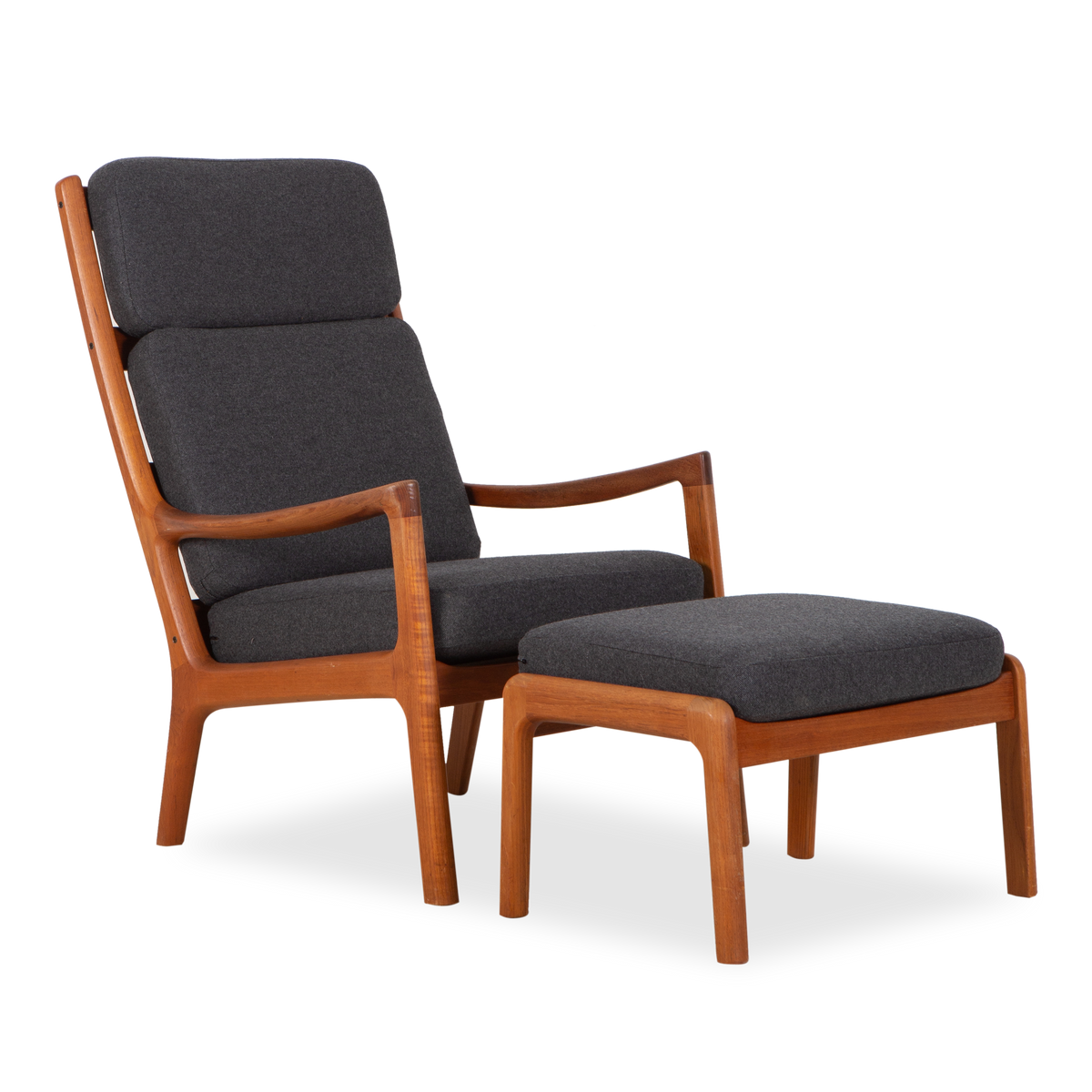 Vintage Ole Wanscher Highback Senator Chair & Stool