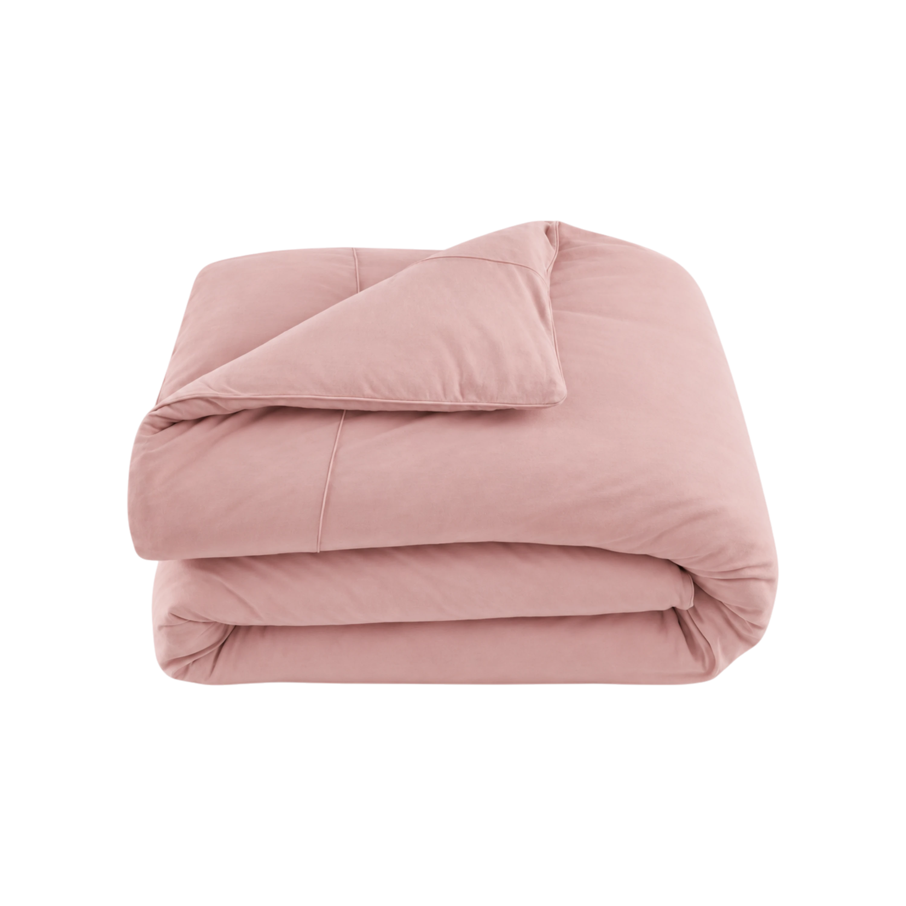 Merino Duvet Cover King Rose, folded merino wool and bamboo jersey duvet cover with soft drape, tailored stitching and self-fabric piping.