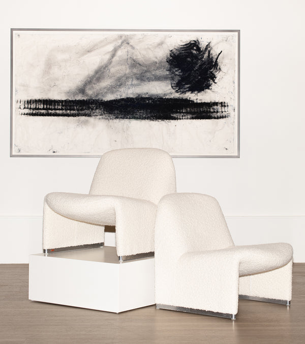 JASON MORAN, I LEFT THE CLUB HEARING IT FOREVER, 2021<br>VINTAGE PIRETTI ALKY CHAIR<br>abstracts at home, 2022