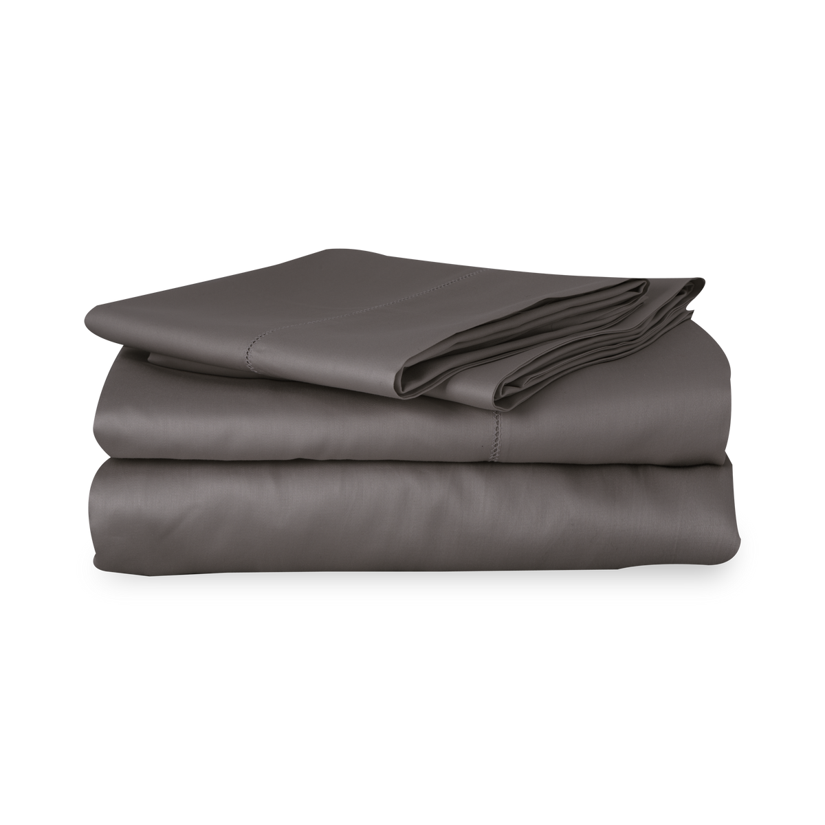 An elegant row of open hemstitching frames this silky, soft sateen collection.