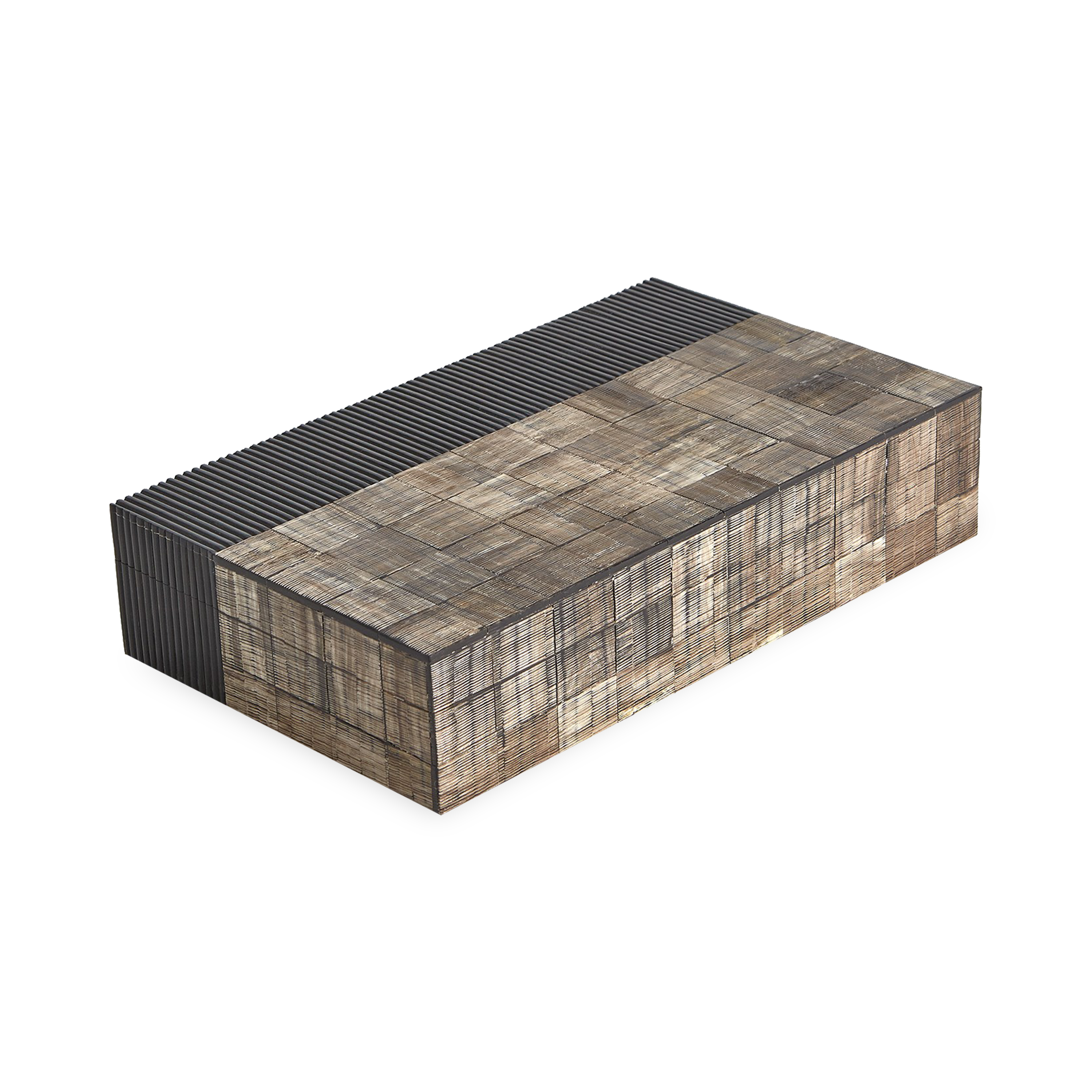 The Ribbed Horn Box is handmade of ribbed horn and resin with a burnt stained finish.