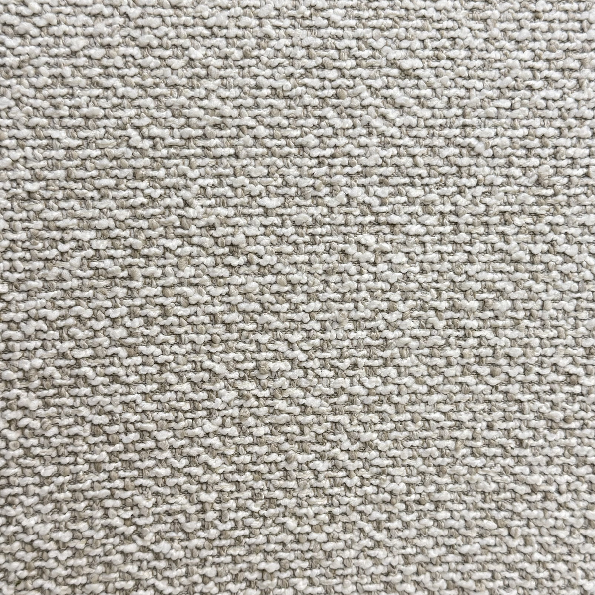 Close-up showing Cream textured weave upholstery with nubby raised loops and warm oatmeal threads.