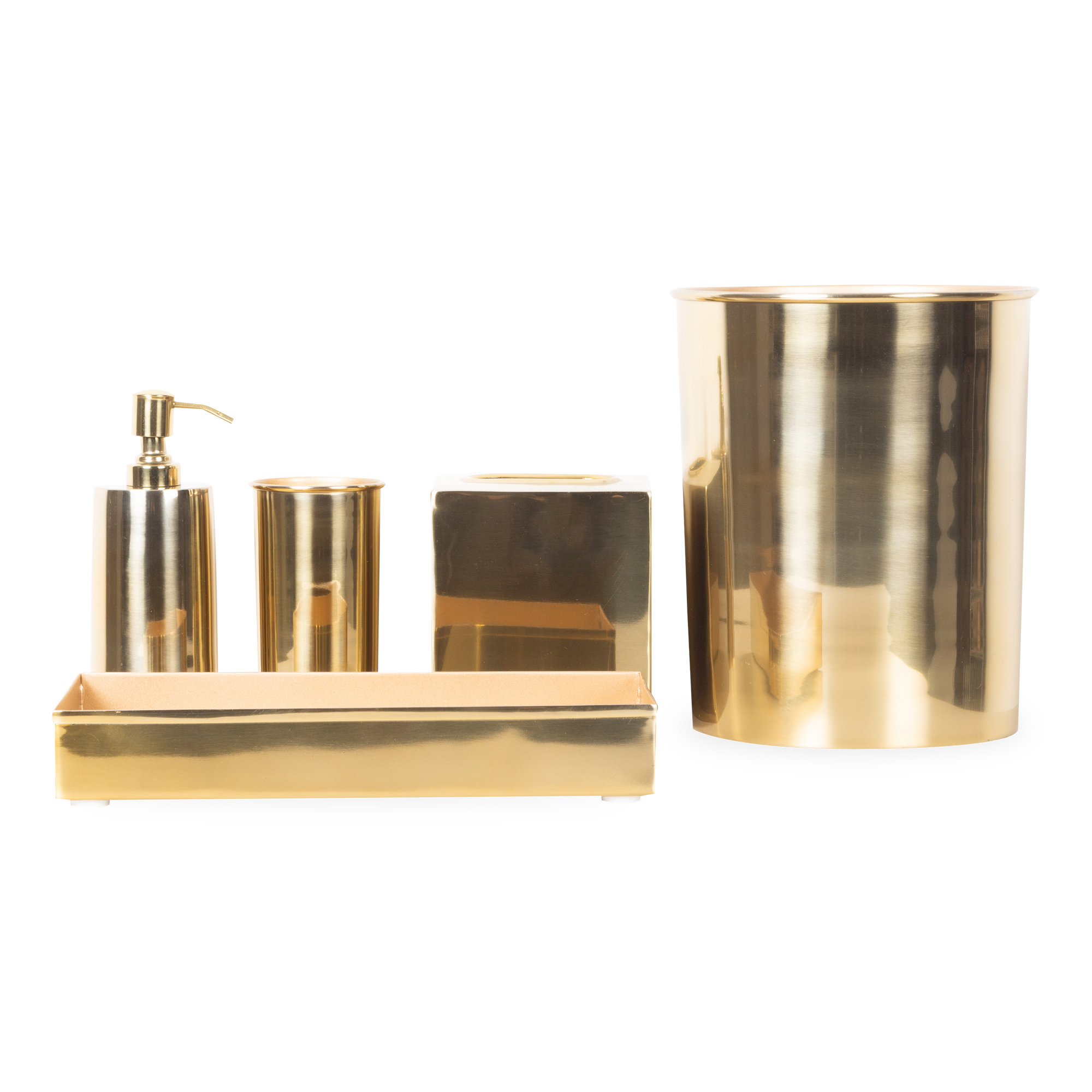 Characterized by its clean design and sleek silhouettes, the Essential Collection features an effortlessly elegant polished brass finish that will elevate any bathroom or kitchen c