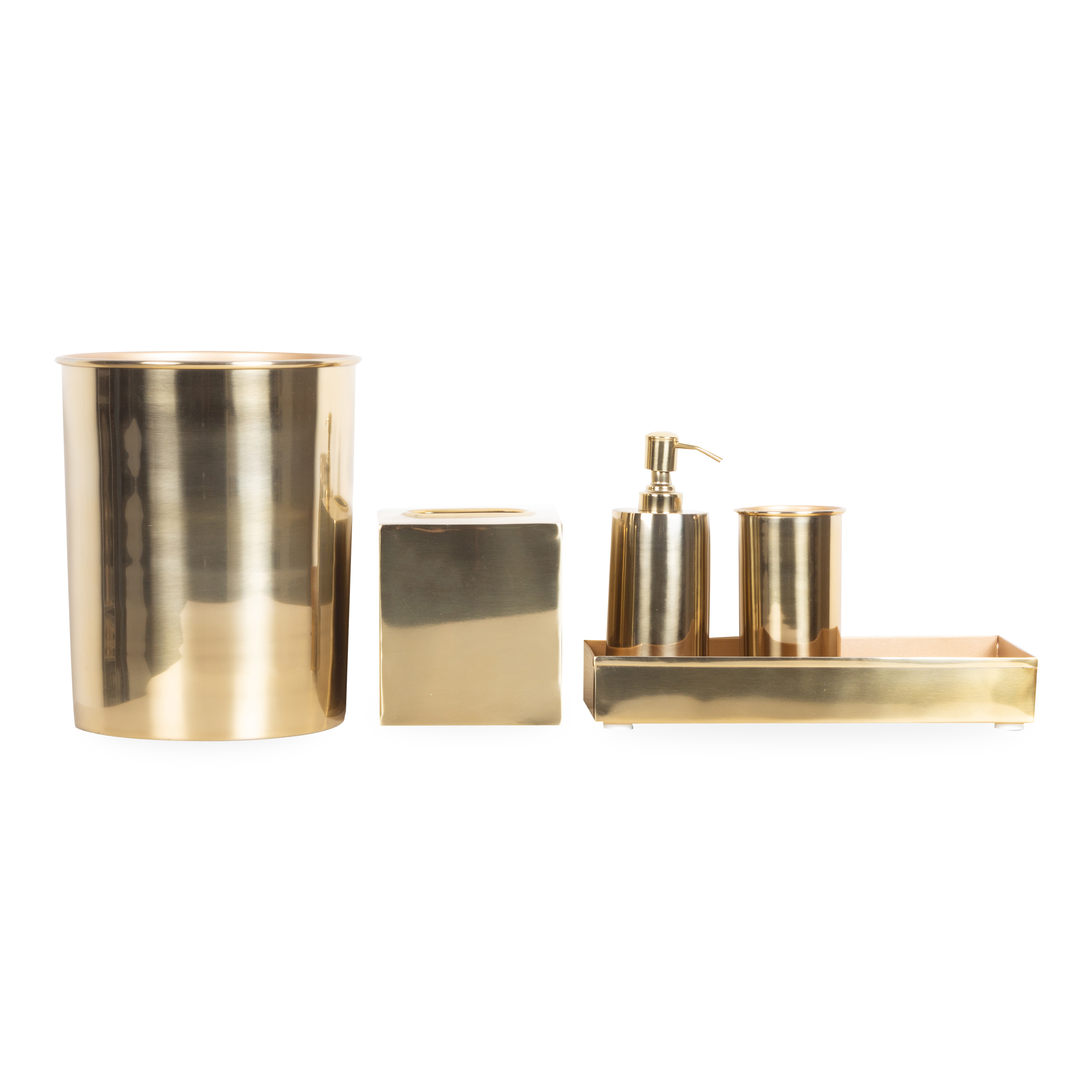 Characterized by its clean design and sleek silhouettes, the Essential Collection features an effortlessly elegant polished brass finish that will elevate any bathroom or kitchen c