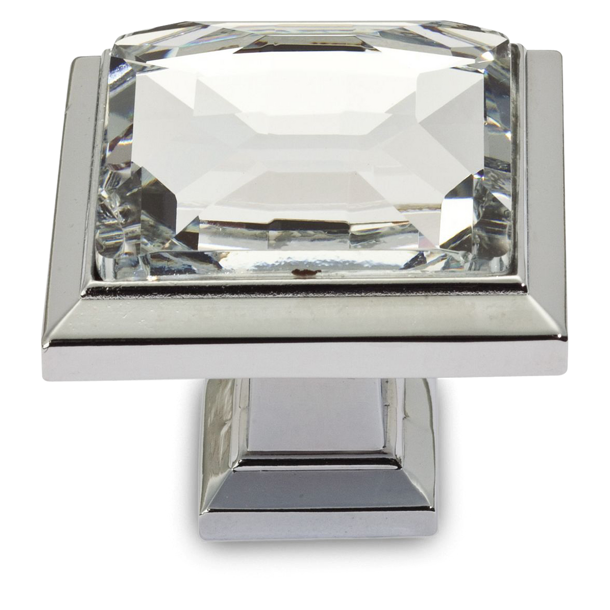 A glamorous traditional square knob with European crystal stone.