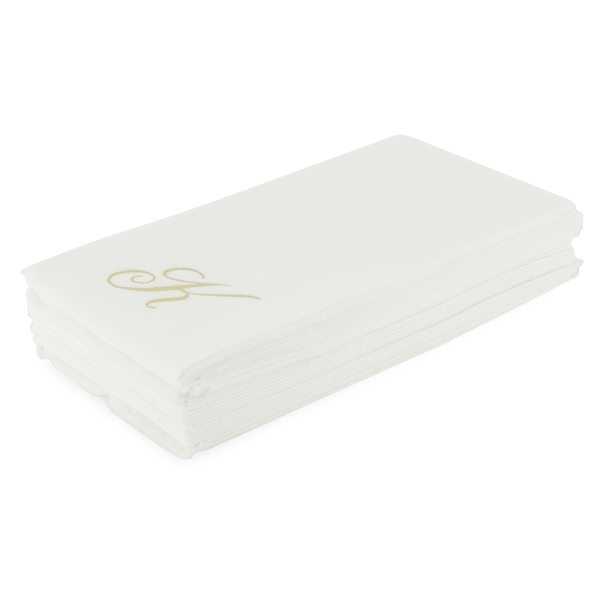 Customized guest towels that are made of paper but feel like fabric.