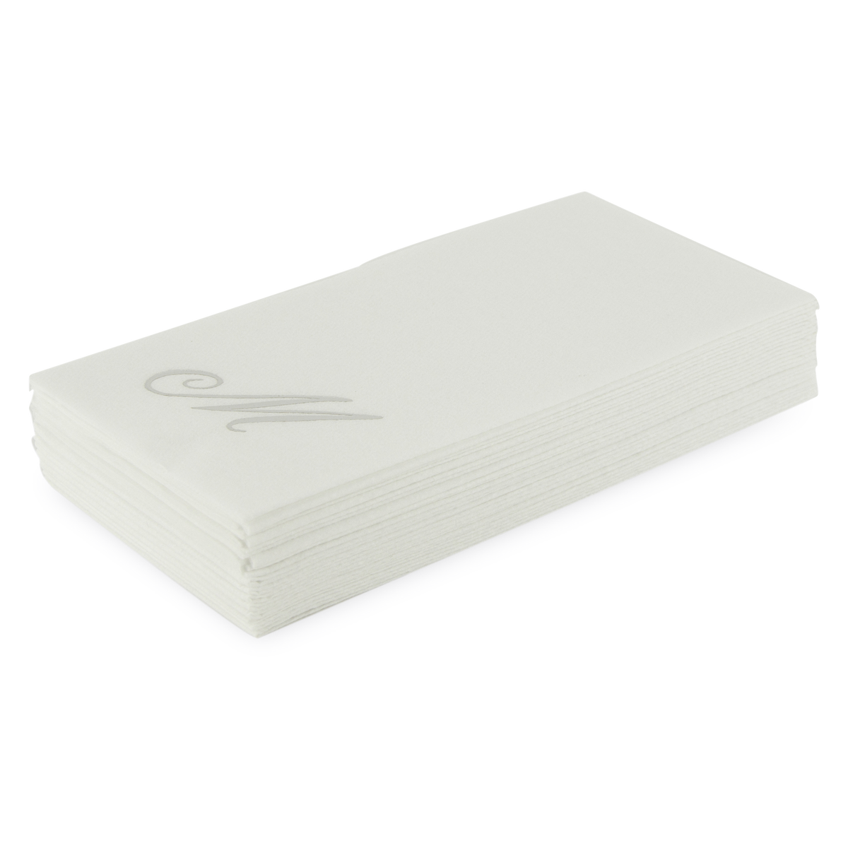 Customized guest towels that are made of paper that feels like fabric.