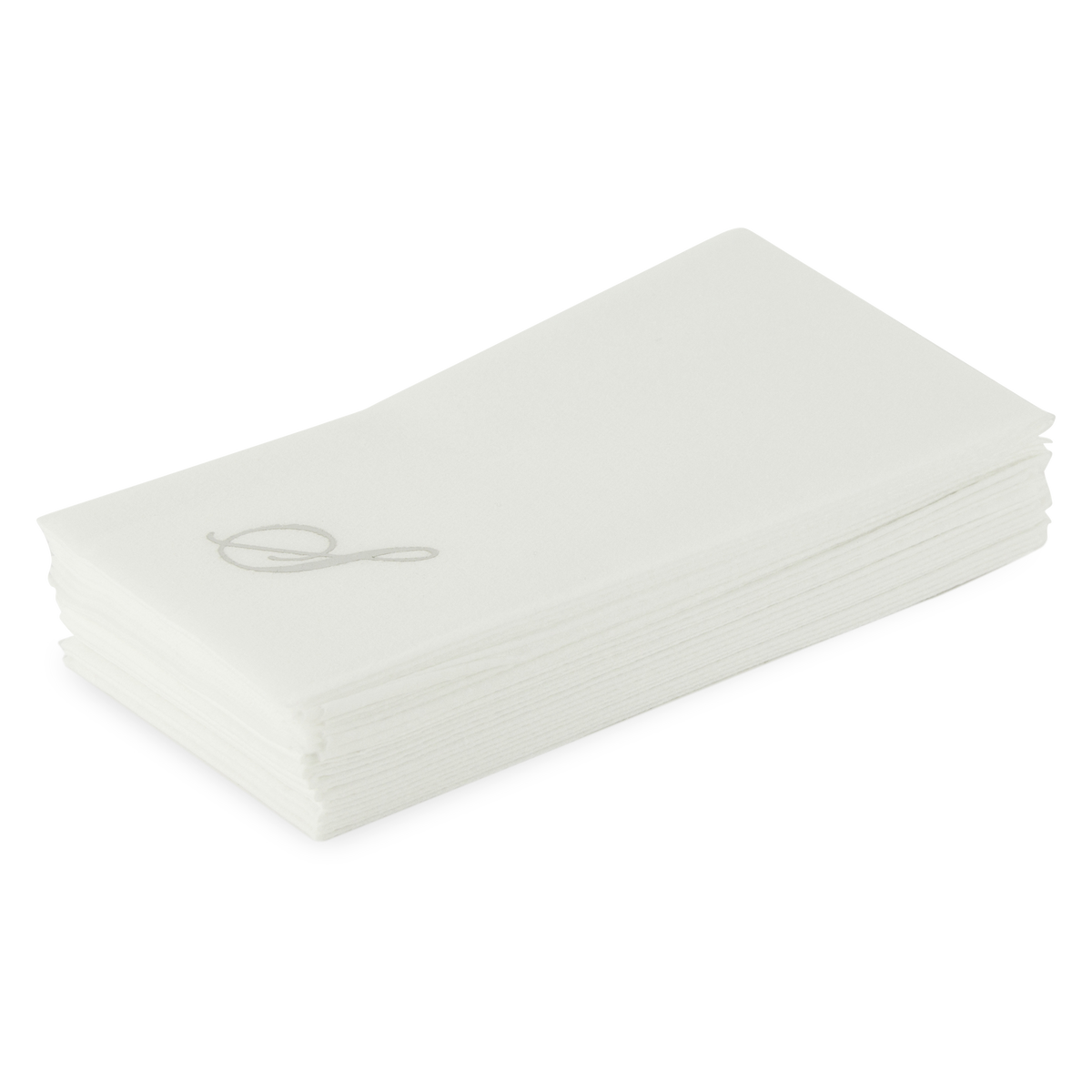 Customized guest towels that are made of paper that feels like fabric.