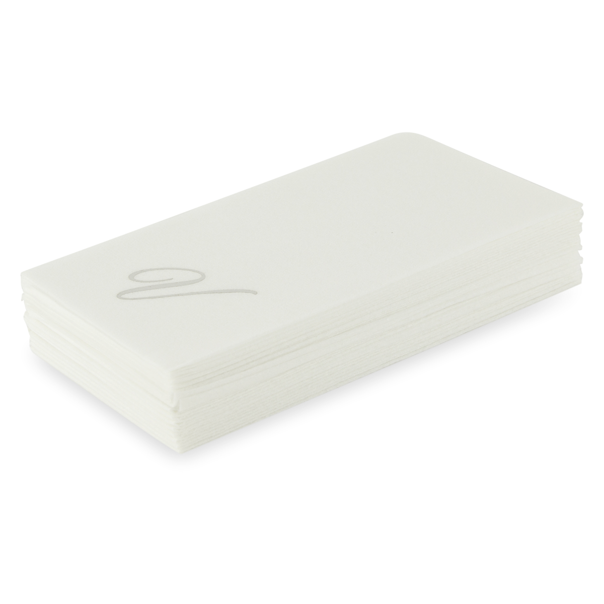 Customized guest towels that are made of paper that feels like fabric.