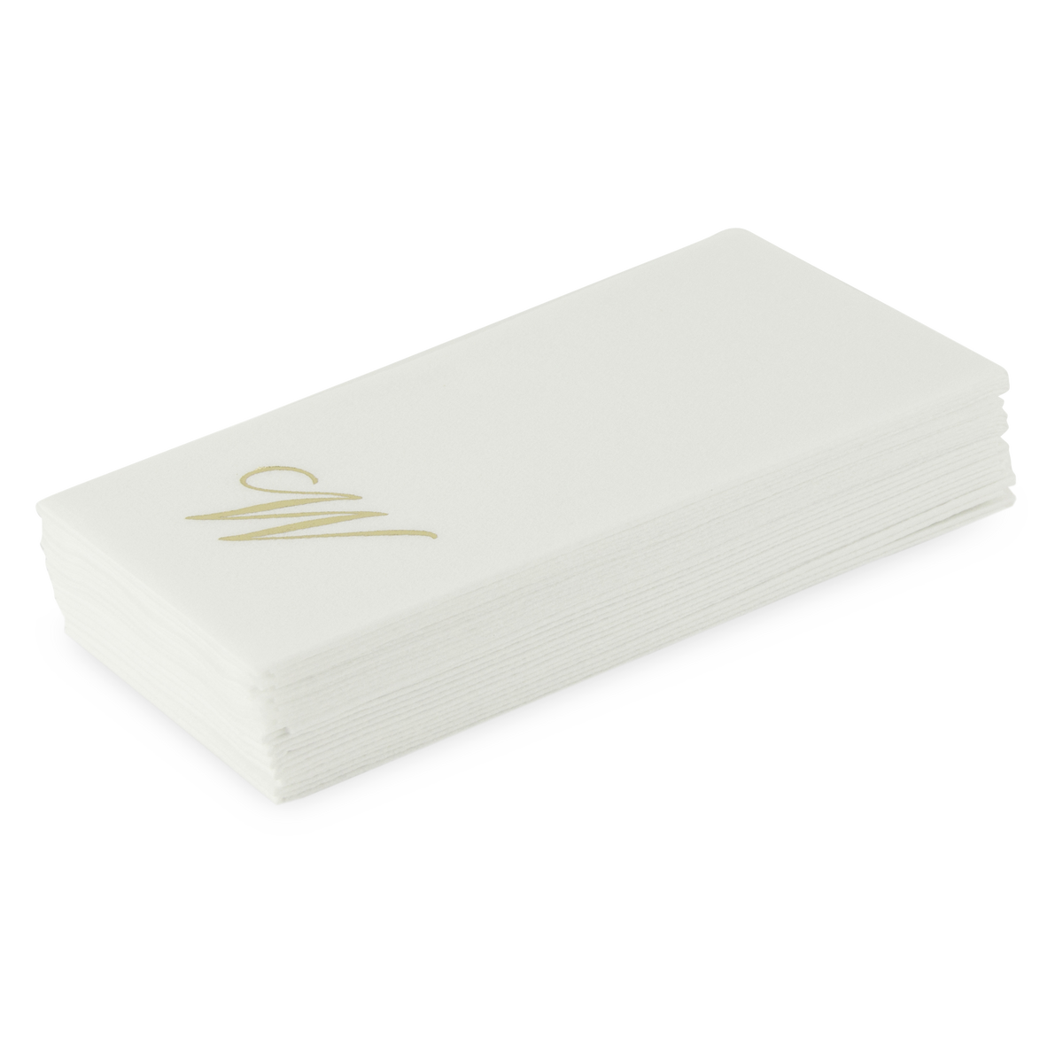 Customized guest towels that are made of paper that feels like fabric.