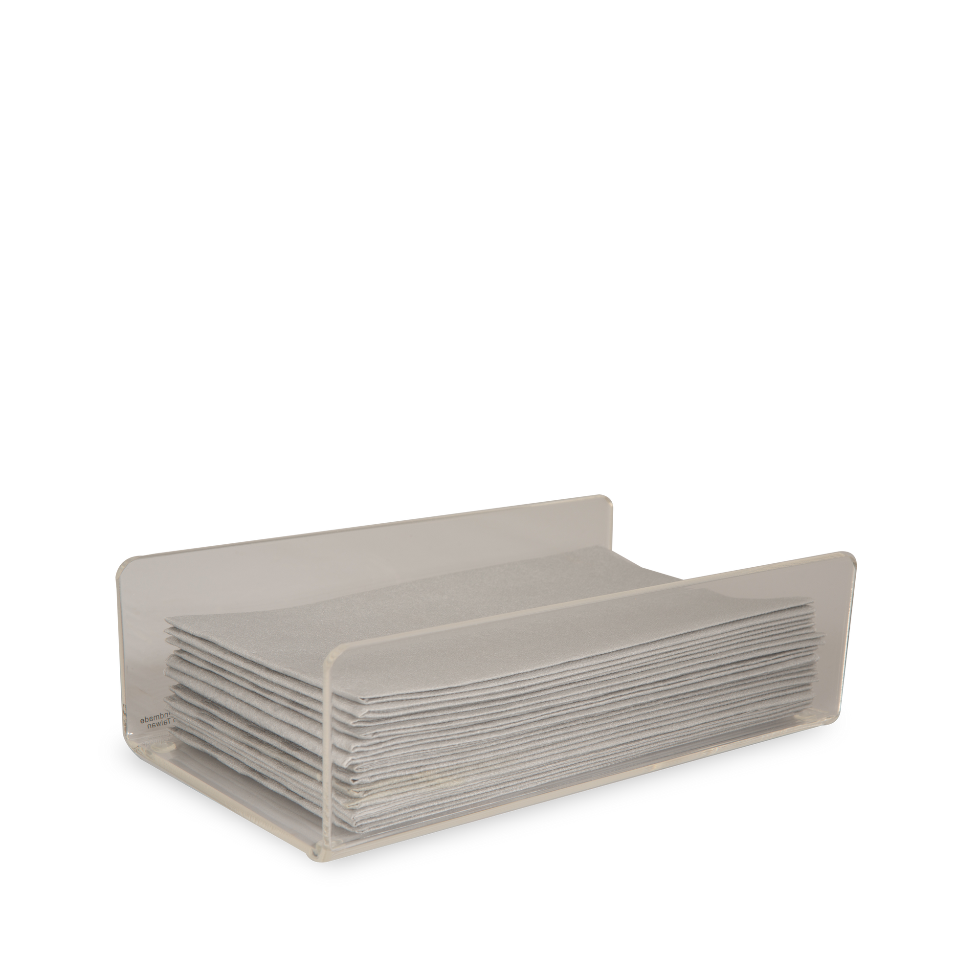 A clear acrylic towel holder.