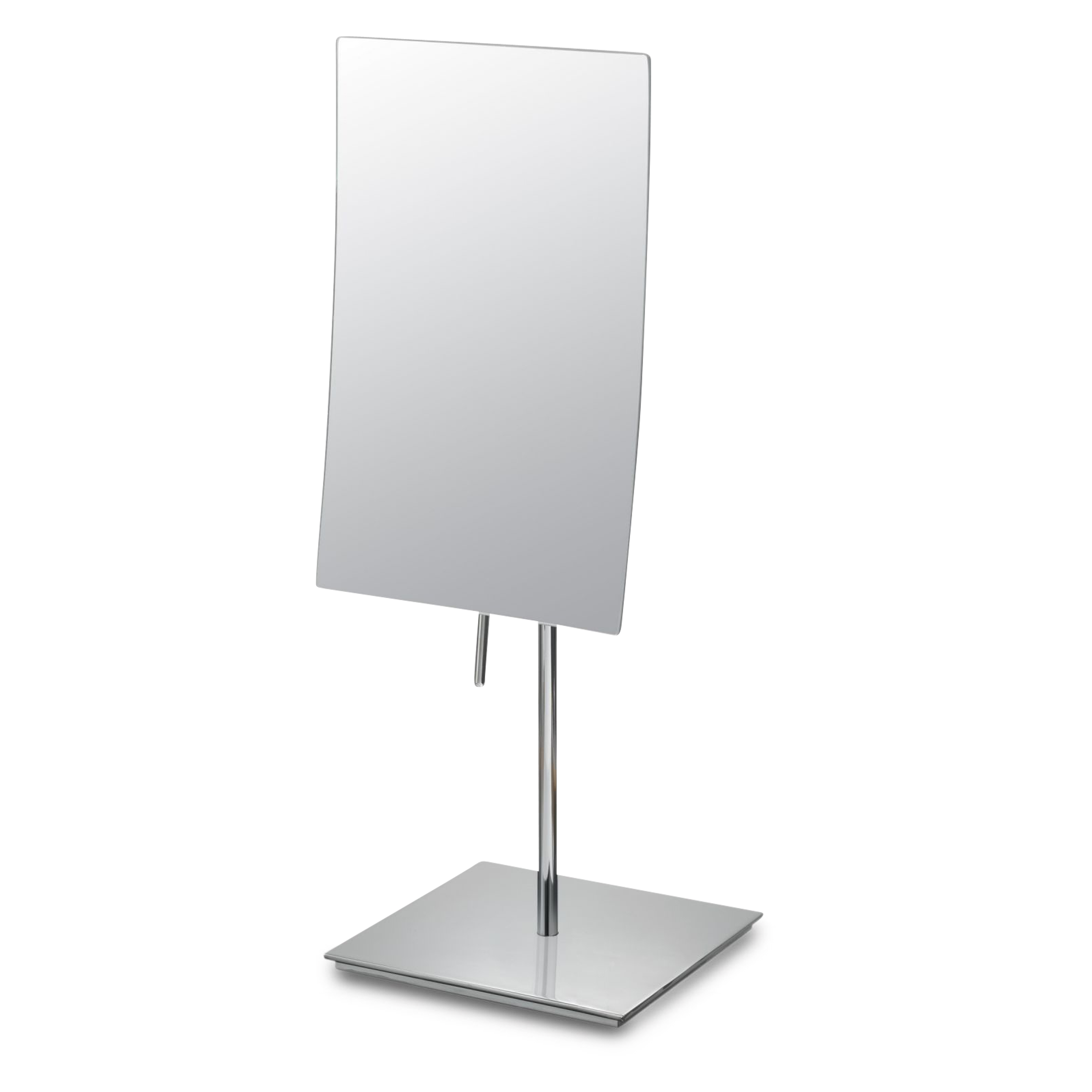 A sleek, modern, table mirror featuring a rectangular shape with slight concavity, giving it 3X magnification.