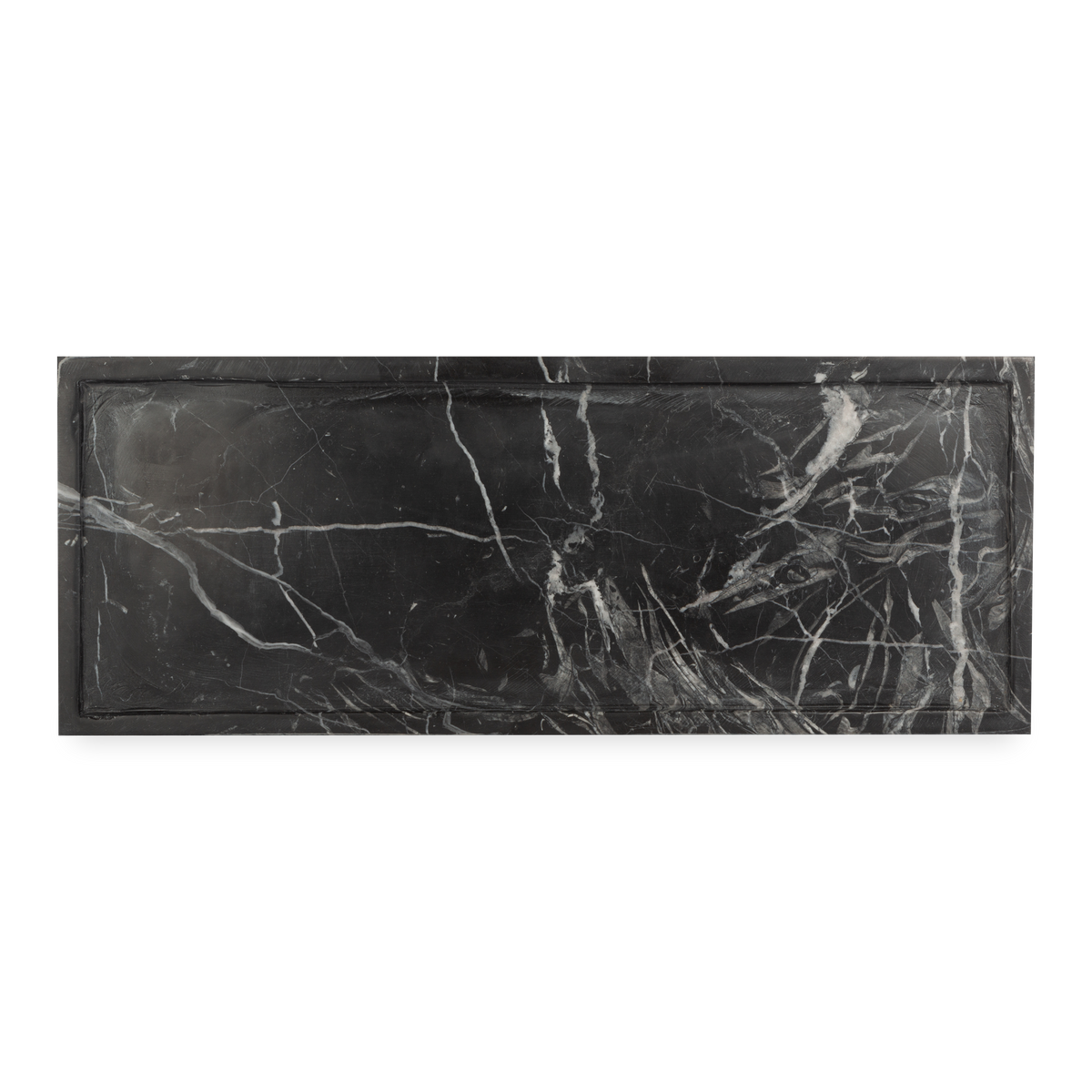 Beautifully handcrafted by skilled artisans, the Marble Collection accessories are made from black marble with natural white veins.