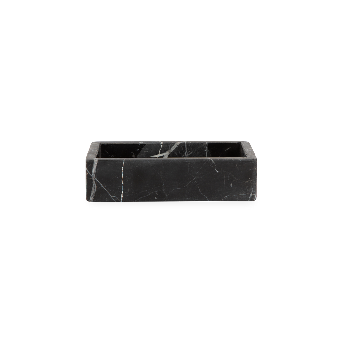 Beautifully handcrafted by skilled artisans, the Marble Collection accessories are made from black marble with natural white veins.