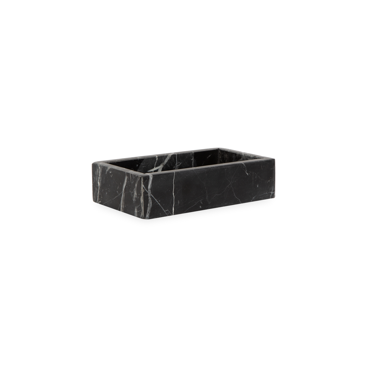 Beautifully handcrafted by skilled artisans, the Marble Collection accessories are made from black marble with natural white veins.