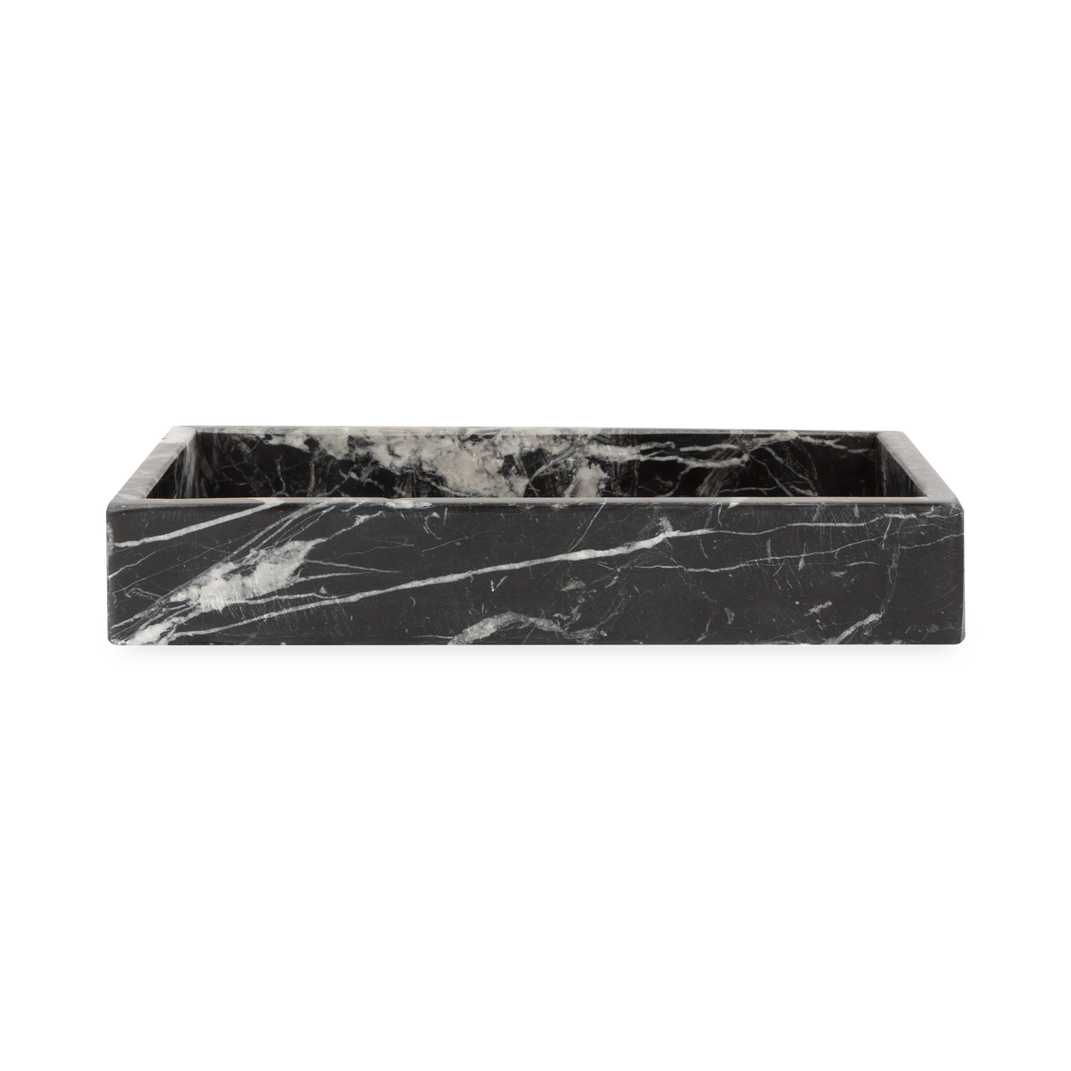 Beautifully handcrafted by skilled artisans, the Marble Collection accessories are made from black marble with natural white veins.