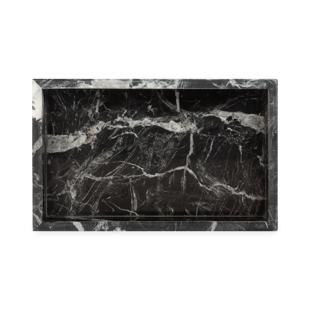 Beautifully handcrafted by skilled artisans, the Marble Collection accessories are made from black marble with natural white veins.