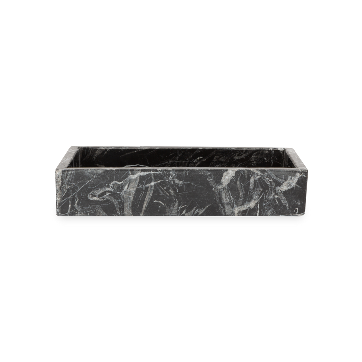 Beautifully handcrafted by skilled artisans, the Marble Collection accessories are made from black marble with natural white veins.