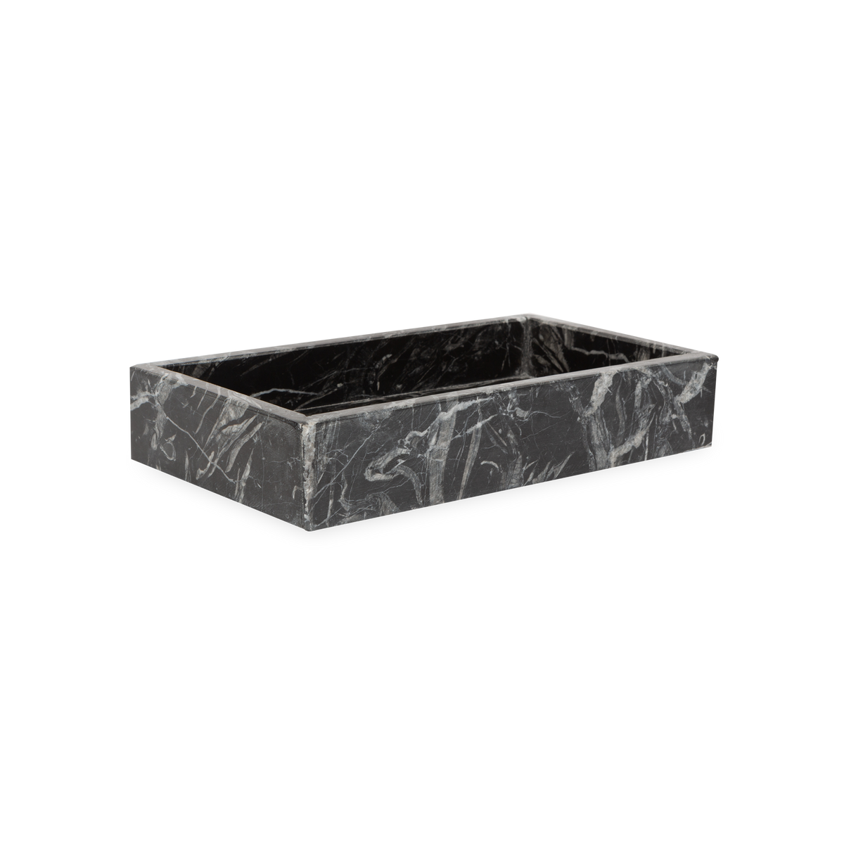 Beautifully handcrafted by skilled artisans, the Marble Collection accessories are made from black marble with natural white veins.
