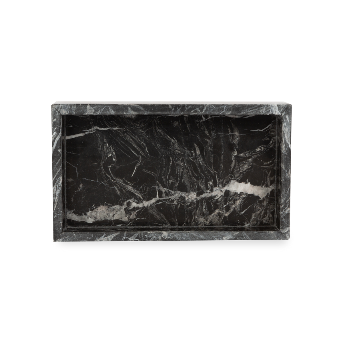Beautifully handcrafted by skilled artisans, the Marble Collection accessories are made from black marble with natural white veins.