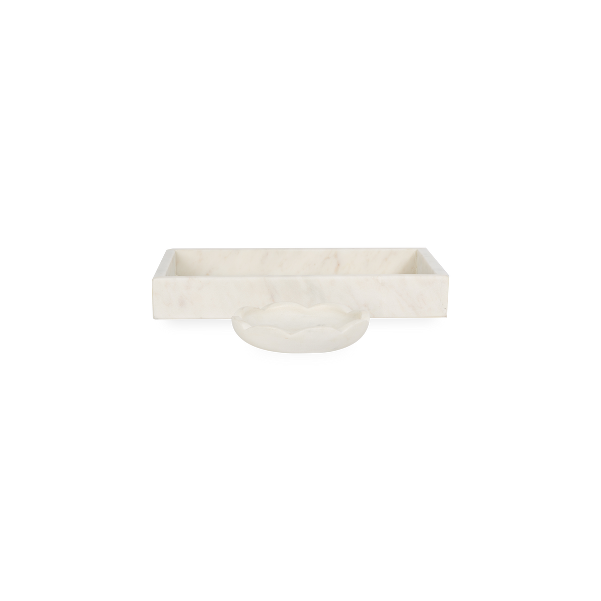 A collection of solid marble countertop pieces with a matte finish.