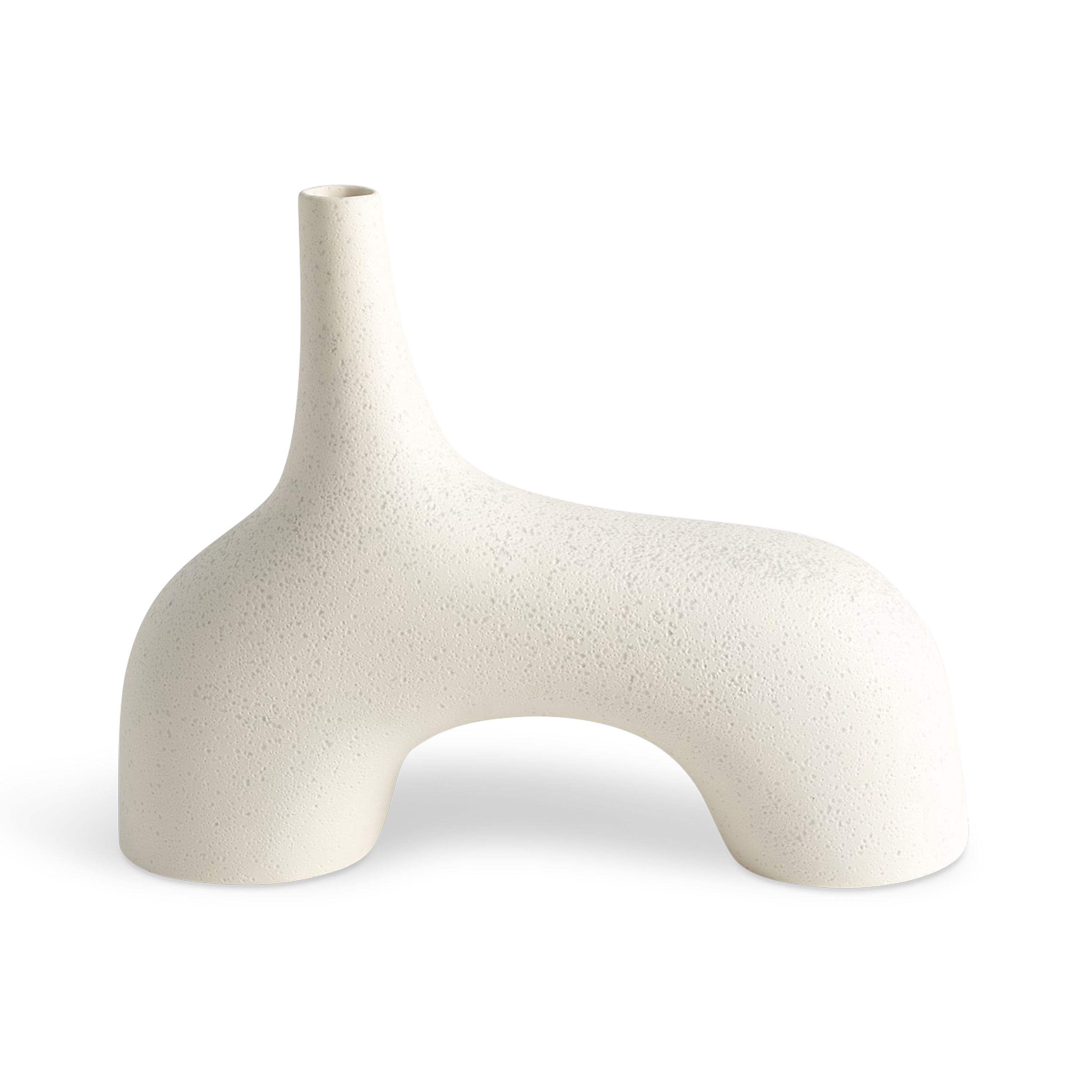Reminiscent of the 1960's lava glaze ceramics, the Stretch Vases in cream are slip cast vessels that nest/straddle each other.