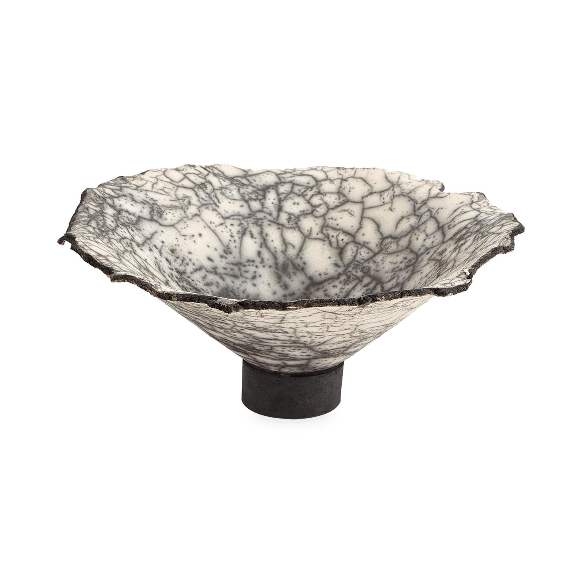 This Crackled Footed Bowl is crafted using an ancient Japanese form of firing called