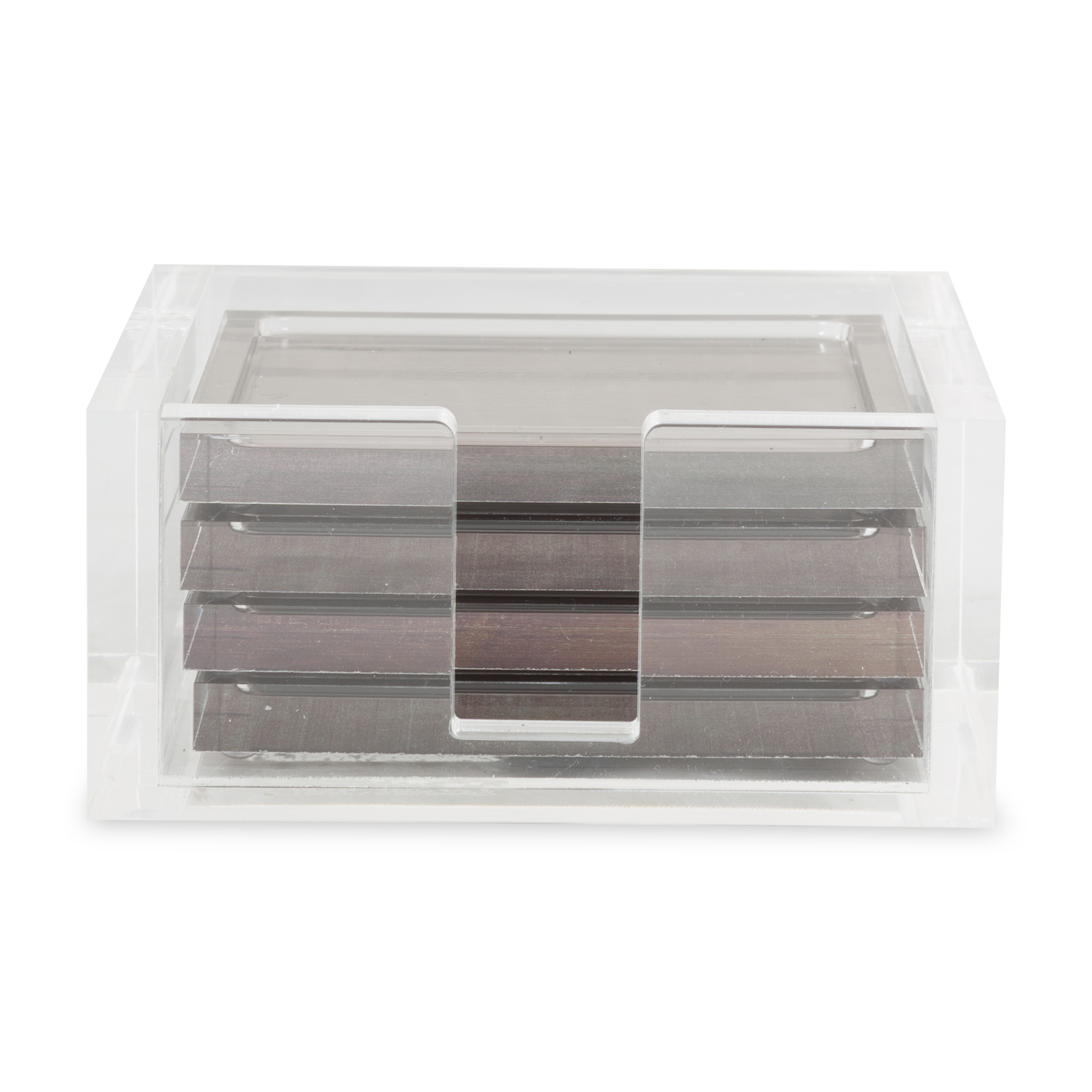 These acrylic coasters in a silver finish offer a sleek way to protect your tabletops and keep your drinks in place.