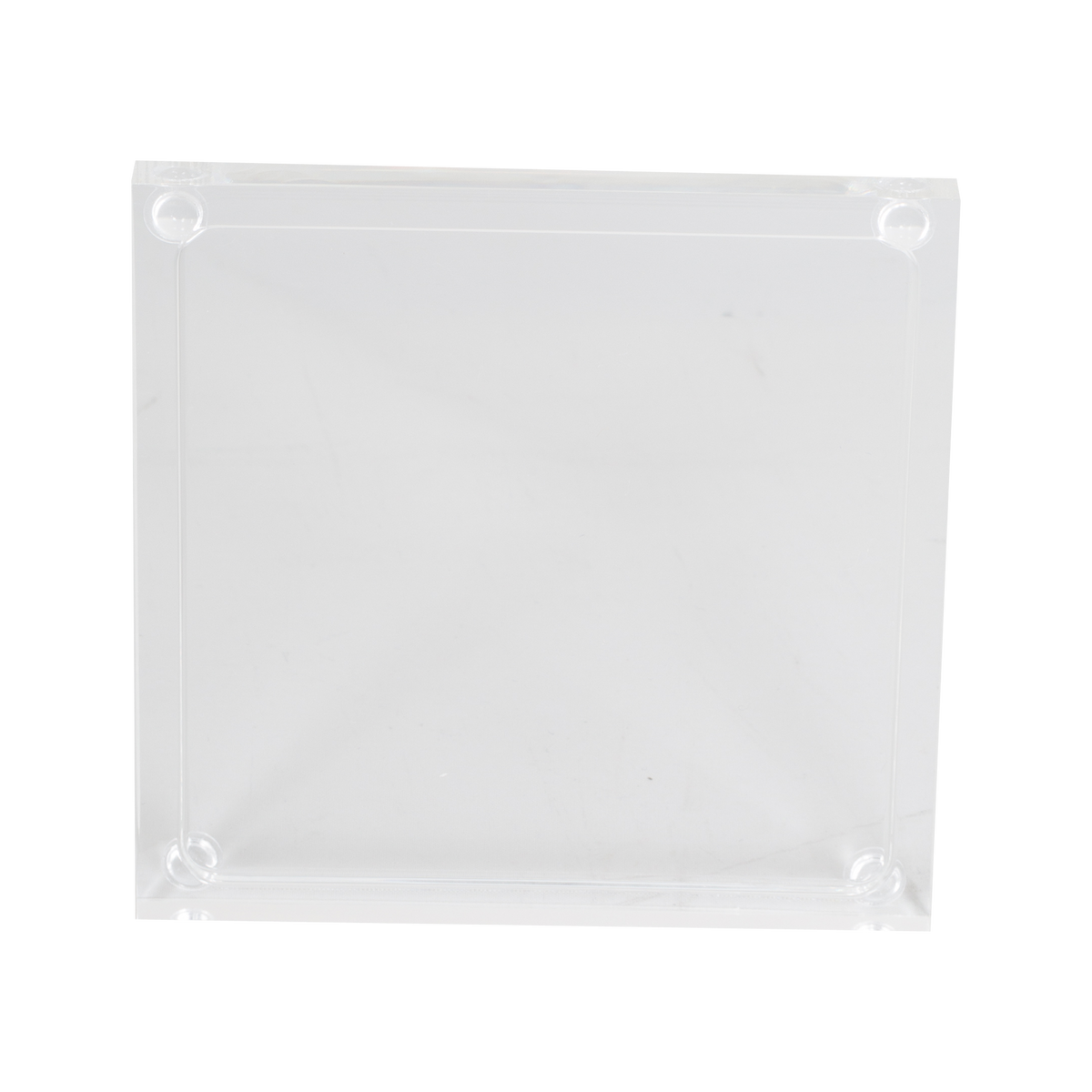 These acrylic coasters in a clear finish offer a sleek way to protect your tabletops and keep your drinks in place.
