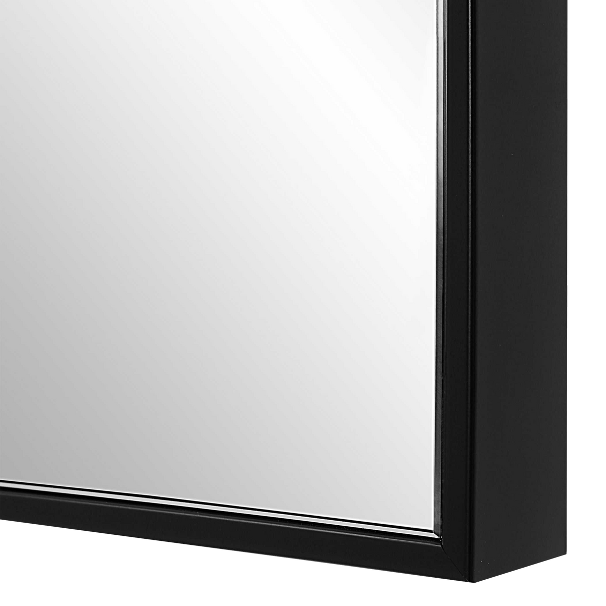 This Gallery Floor Mirror features a slim gallery-style steel frame finished in satin black.