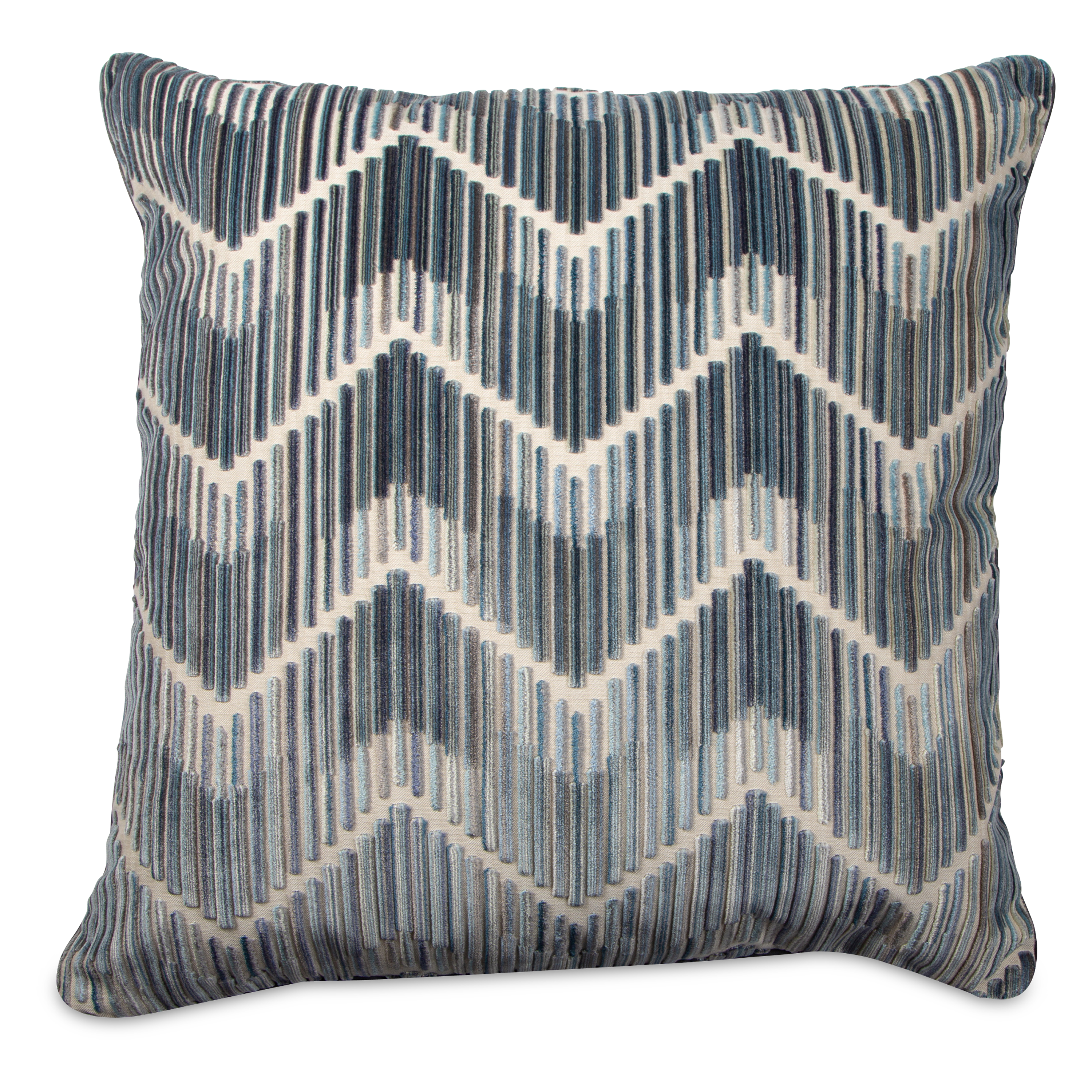 The Velvet Zigzag Pillow features a flame stitch pattern in luxury velvet.