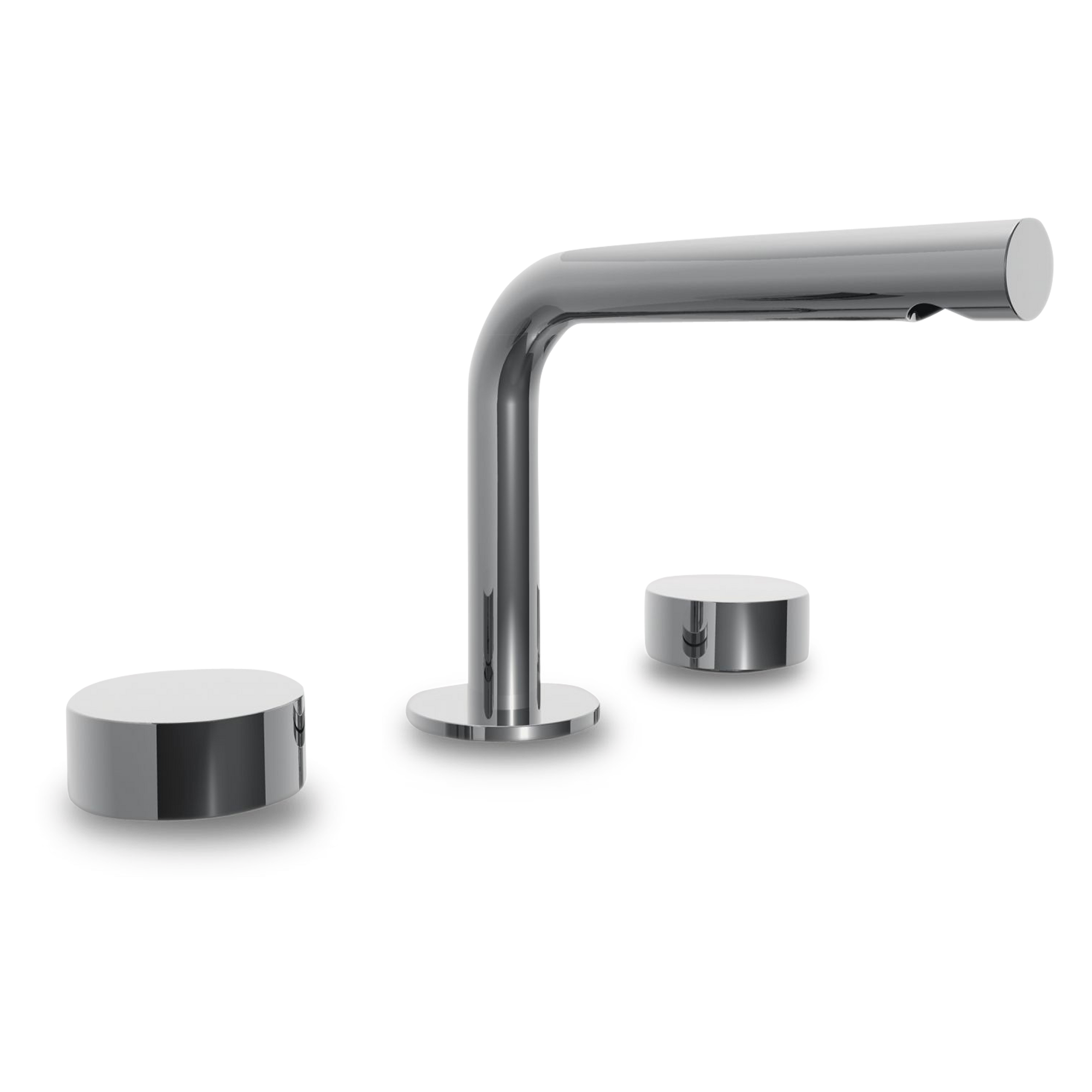 A simple, modern widespread basin faucet.
