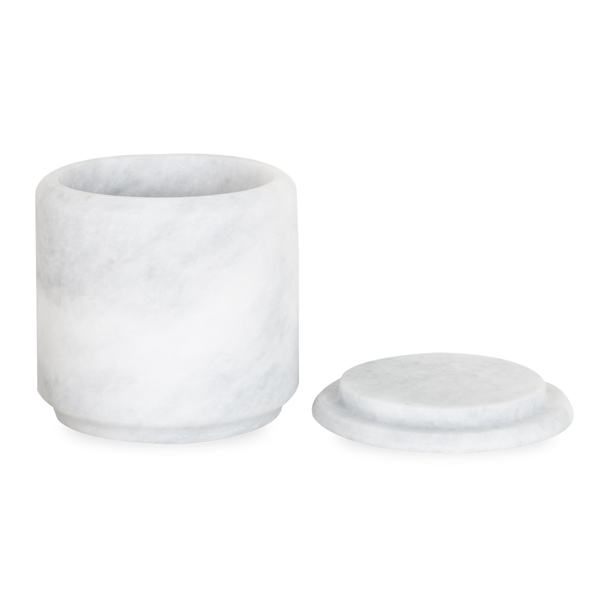 A gorgeous white marble collection of bathroom essentials with a minimalist design.