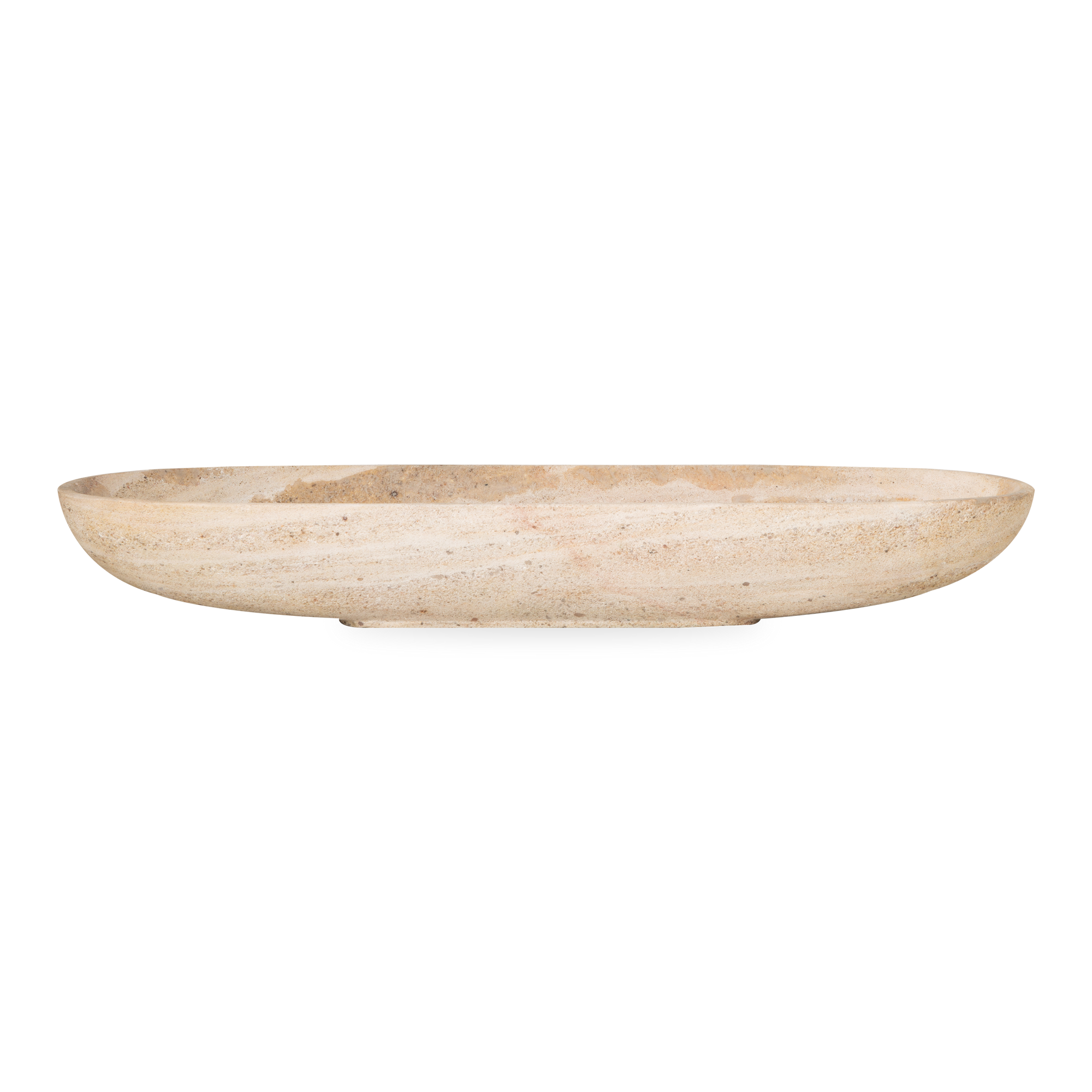 Highlighting the beauty of marble, this striking centerpiece features beige marble with white accents.