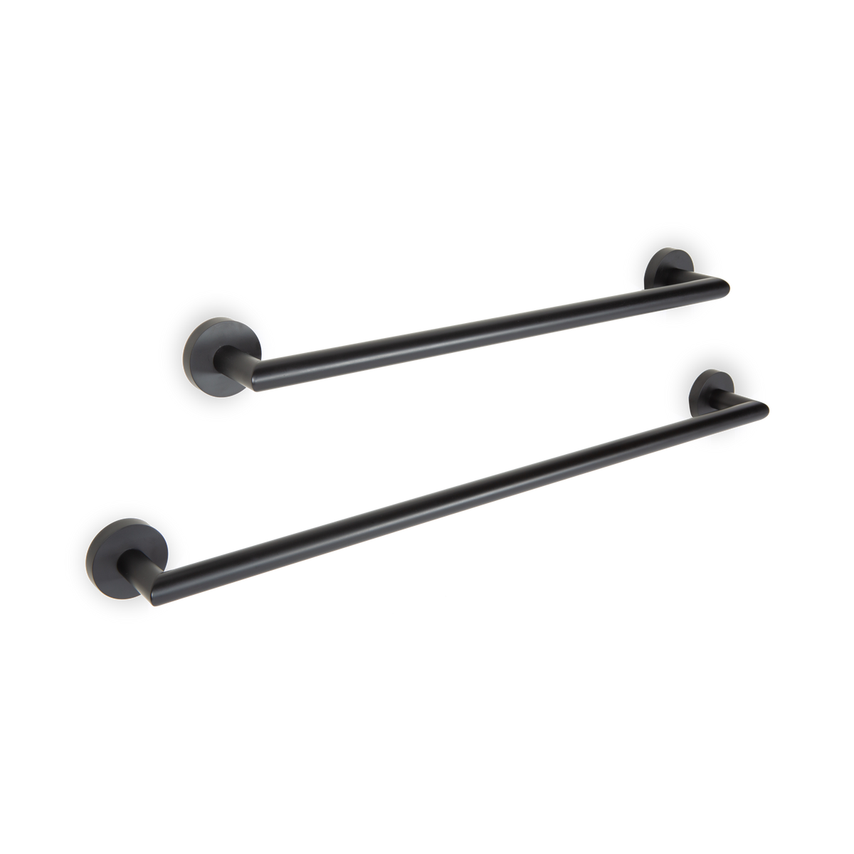 A cylindrical towel bar available in 18" or 24" lengths.