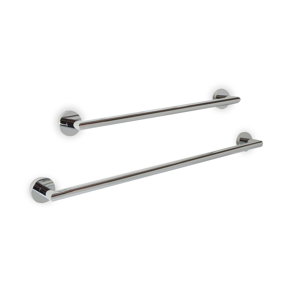 A cylindrical towel bar available in 18" or 24" lengths.