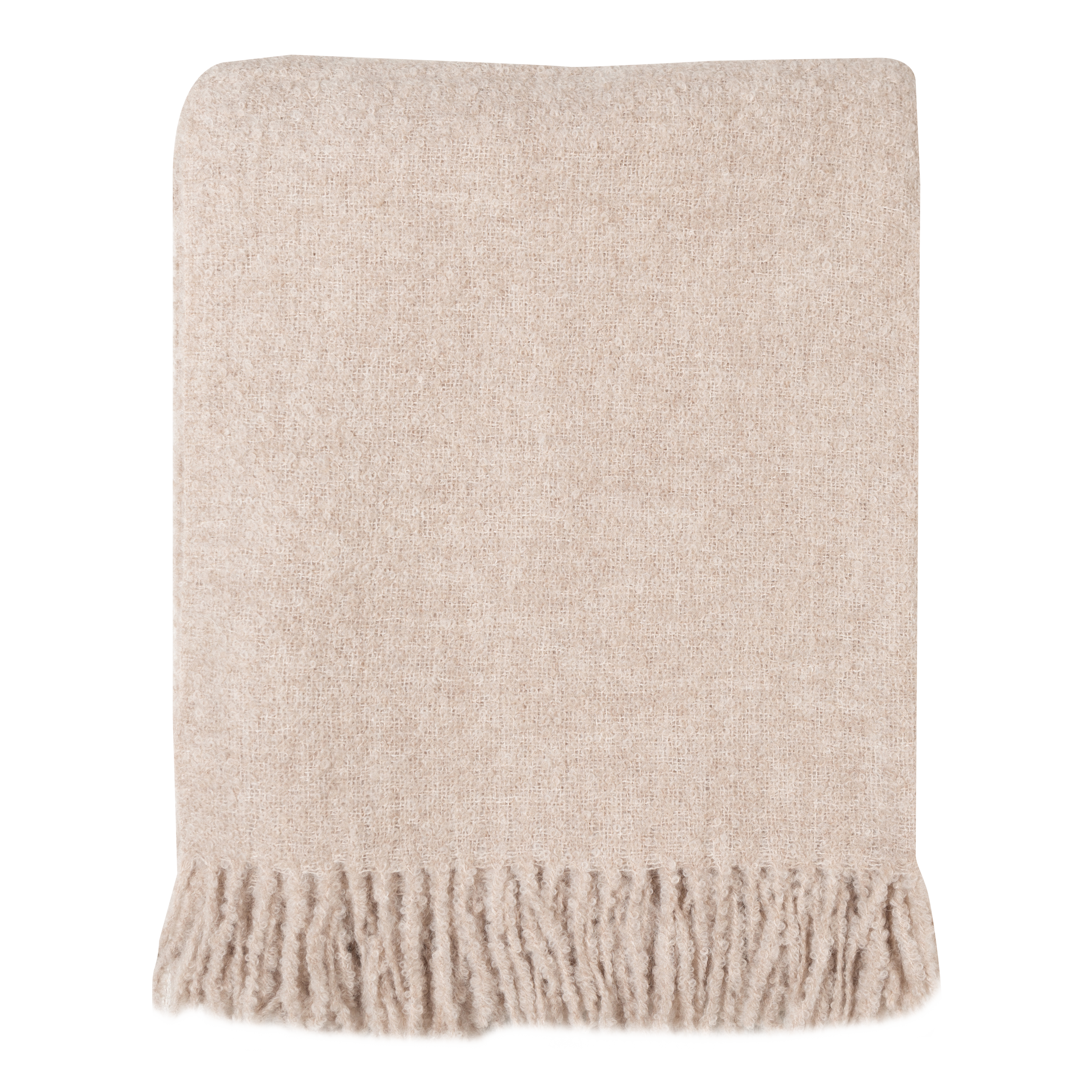 The Alpaca Boucle Throw features a soft and light mix of alpaca fleece and silk woven into a fine boucle.