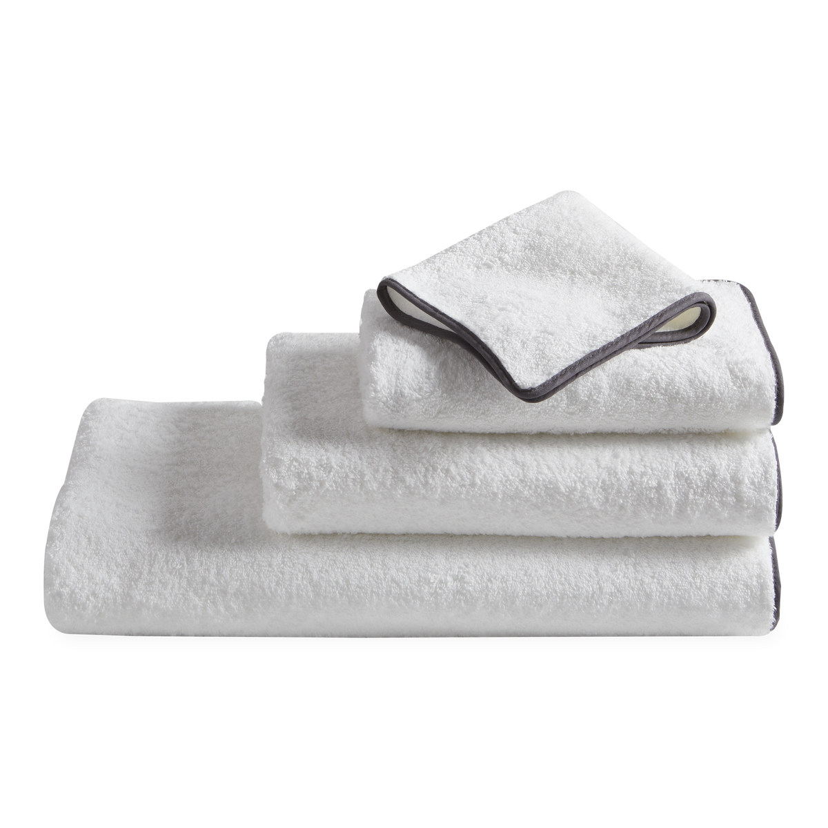 Made from luxurious long-staple cotton, Hudson features tailored cotton piping in white, black, grey or charcoal.