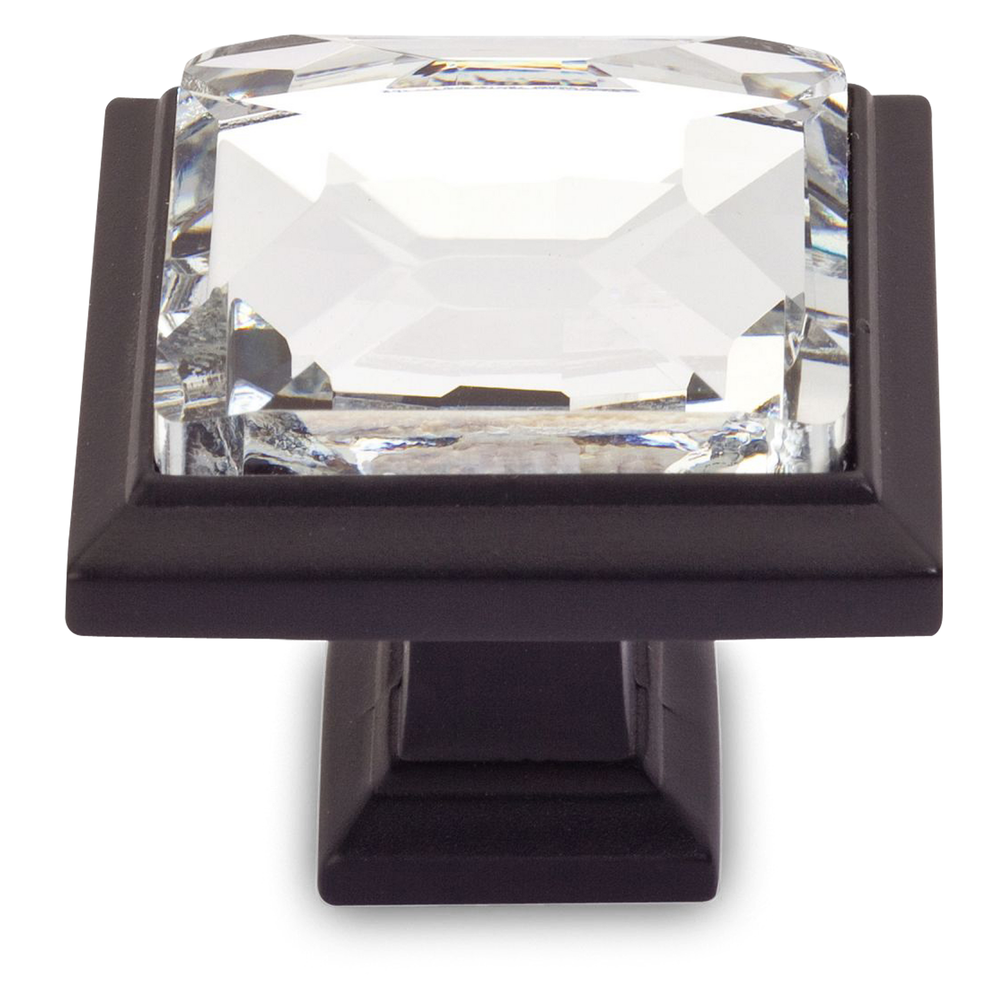 A glamorous traditional square knob with European crystal stone.